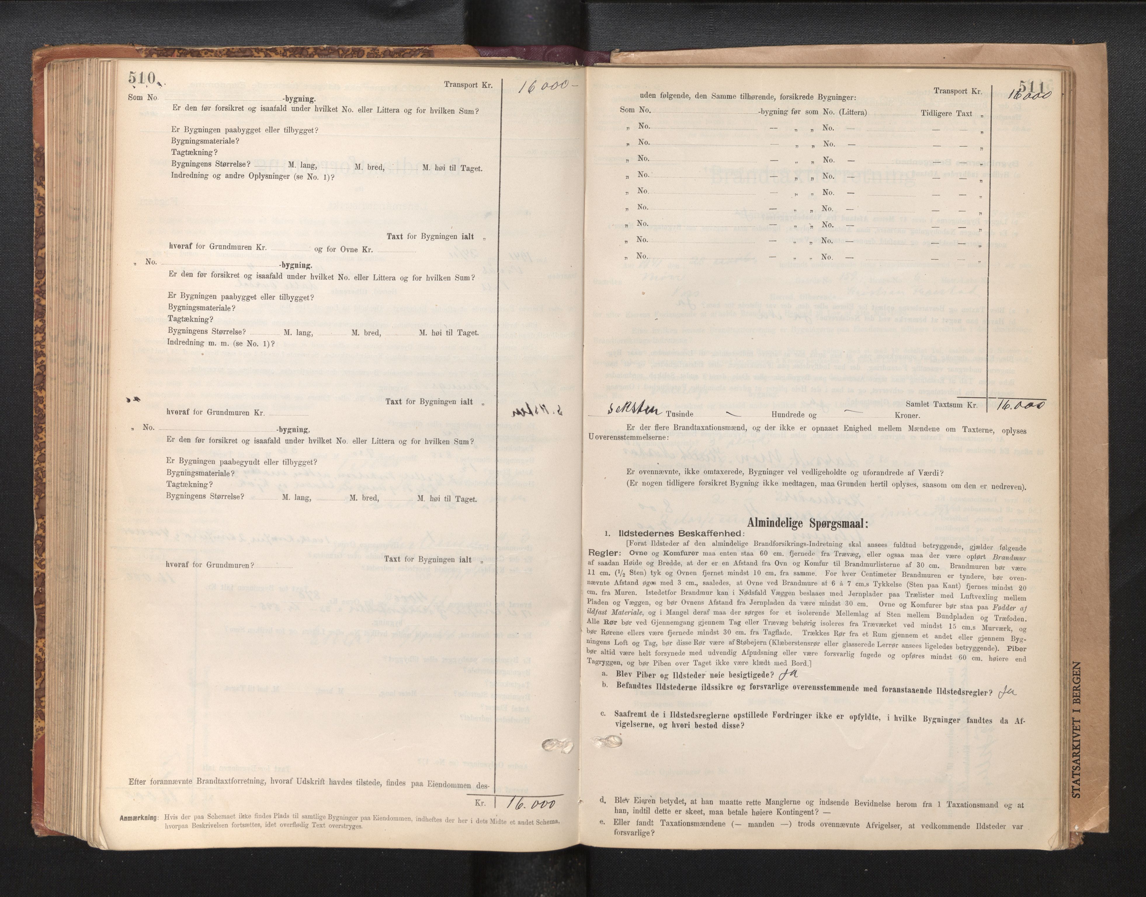 Lensmannen i Voss, AV/SAB-A-35801/0012/L0008: Branntakstprotokoll, skjematakst, 1895-1945, p. 510-511