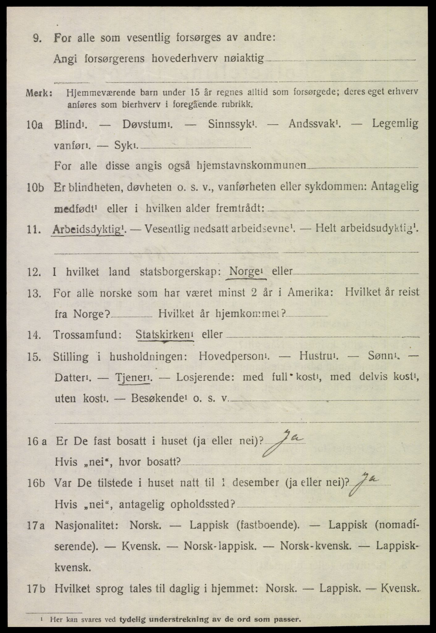 SAT, 1920 census for Namdalseid, 1920, p. 2325