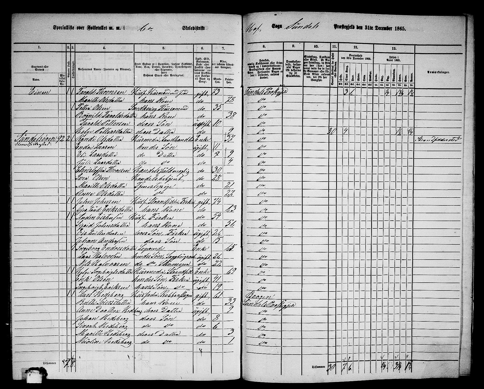 RA, 1865 census for Sunndal, 1865, p. 85