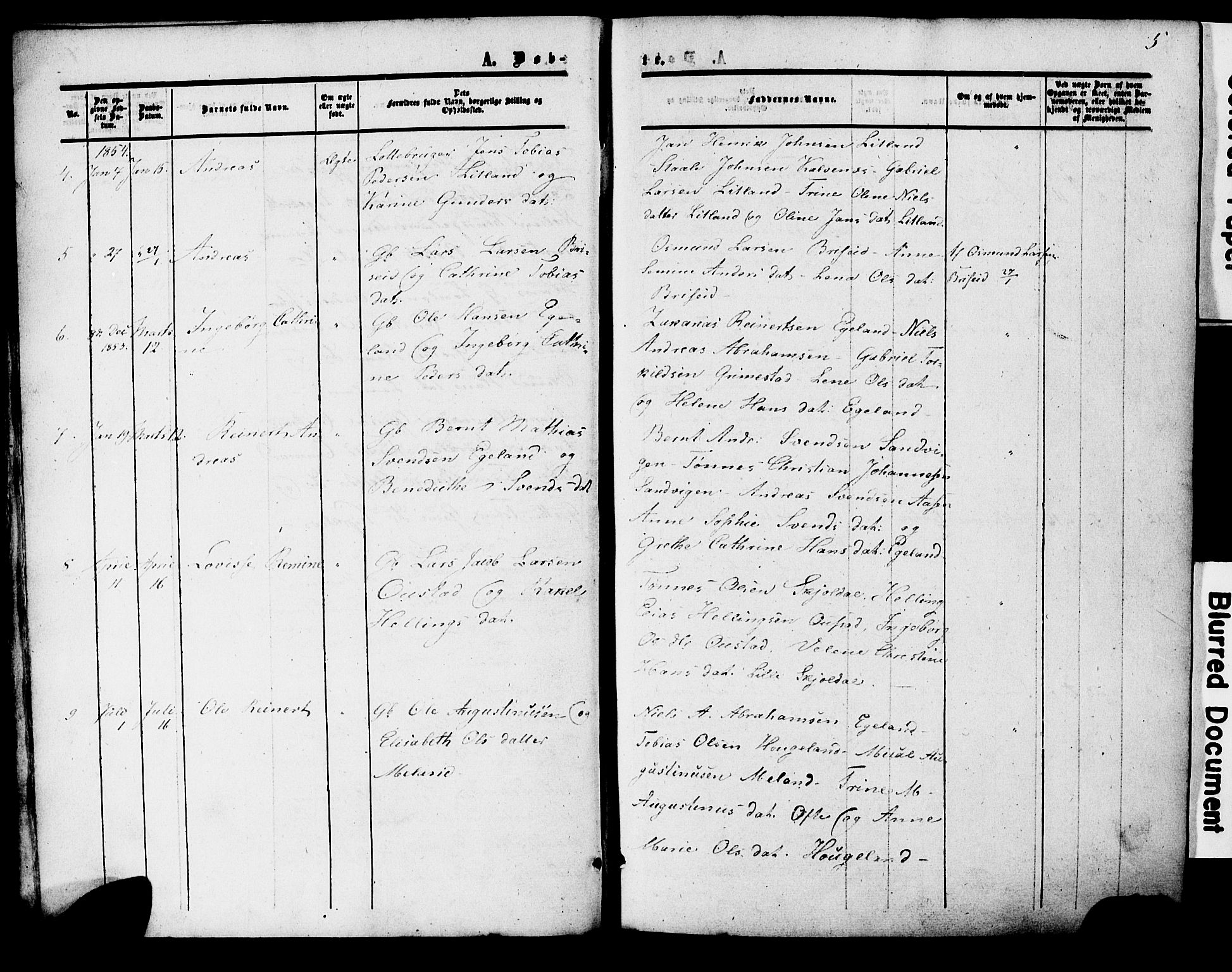 Herad sokneprestkontor, AV/SAK-1111-0018/F/Fa/Faa/L0005: Parish register (official) no. A 5, 1853-1886, p. 5