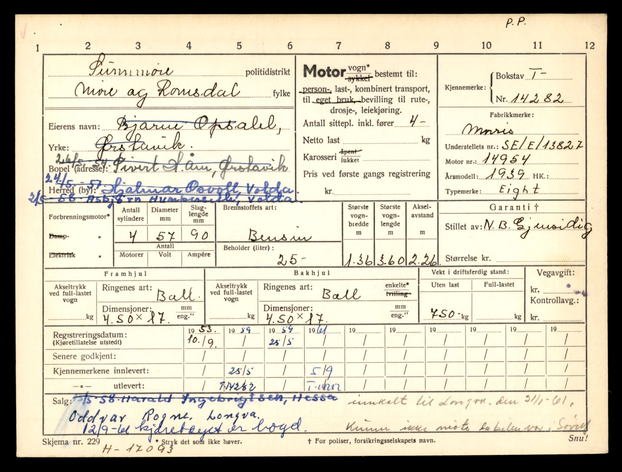 Møre og Romsdal vegkontor - Ålesund trafikkstasjon, AV/SAT-A-4099/F/Fe/L0044: Registreringskort for kjøretøy T 14205 - T 14319, 1927-1998, p. 2269