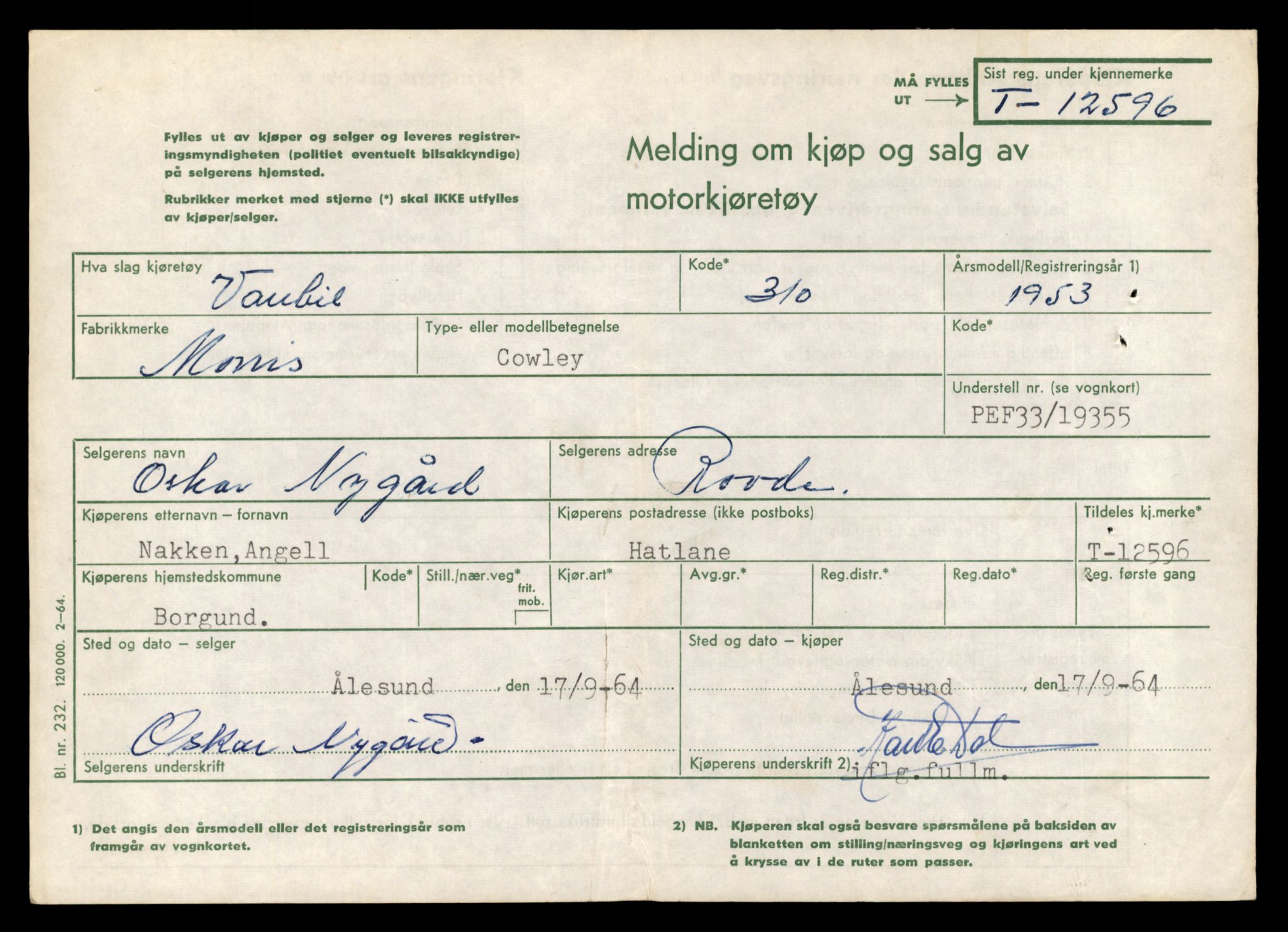 Møre og Romsdal vegkontor - Ålesund trafikkstasjon, AV/SAT-A-4099/F/Fe/L0034: Registreringskort for kjøretøy T 12500 - T 12652, 1927-1998, p. 1876