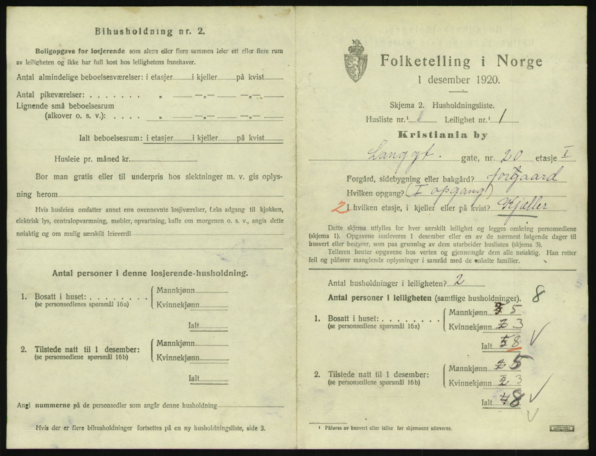 SAO, 1920 census for Kristiania, 1920, p. 57580