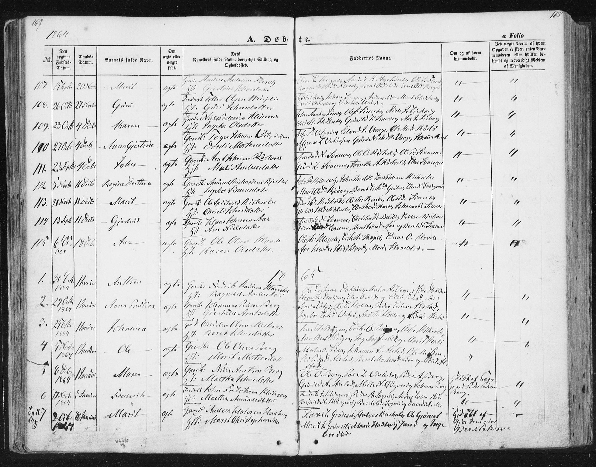 Ministerialprotokoller, klokkerbøker og fødselsregistre - Sør-Trøndelag, SAT/A-1456/630/L0494: Parish register (official) no. 630A07, 1852-1868, p. 167-168