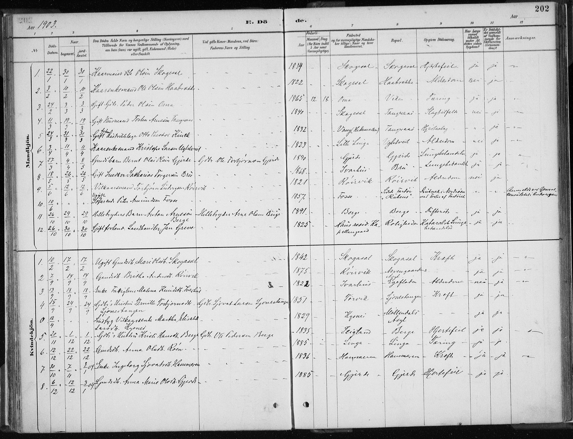 Strandebarm sokneprestembete, AV/SAB-A-78401/H/Haa: Parish register (official) no. B  1, 1886-1908, p. 202