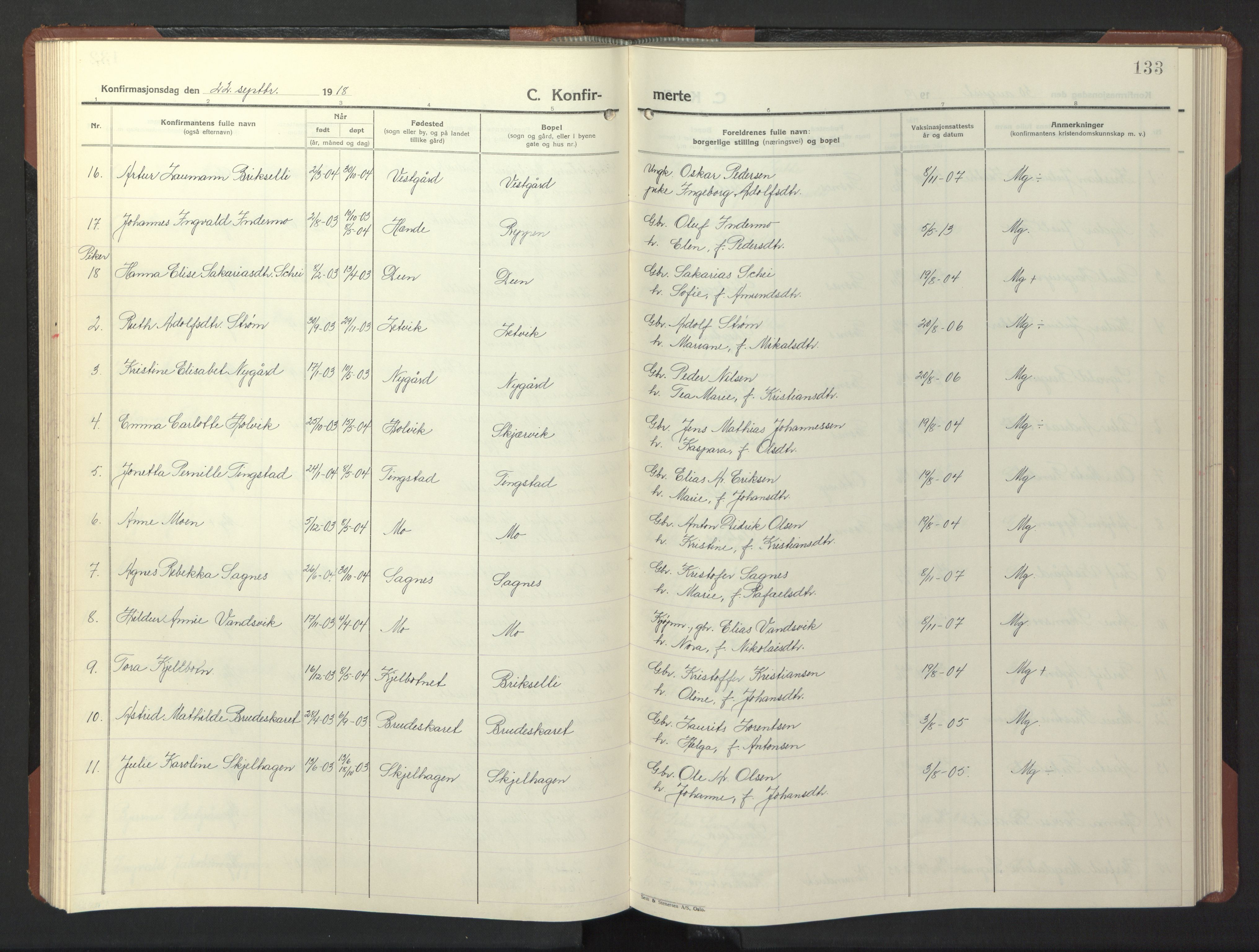 Ministerialprotokoller, klokkerbøker og fødselsregistre - Nord-Trøndelag, AV/SAT-A-1458/773/L0625: Parish register (copy) no. 773C01, 1910-1952, p. 133