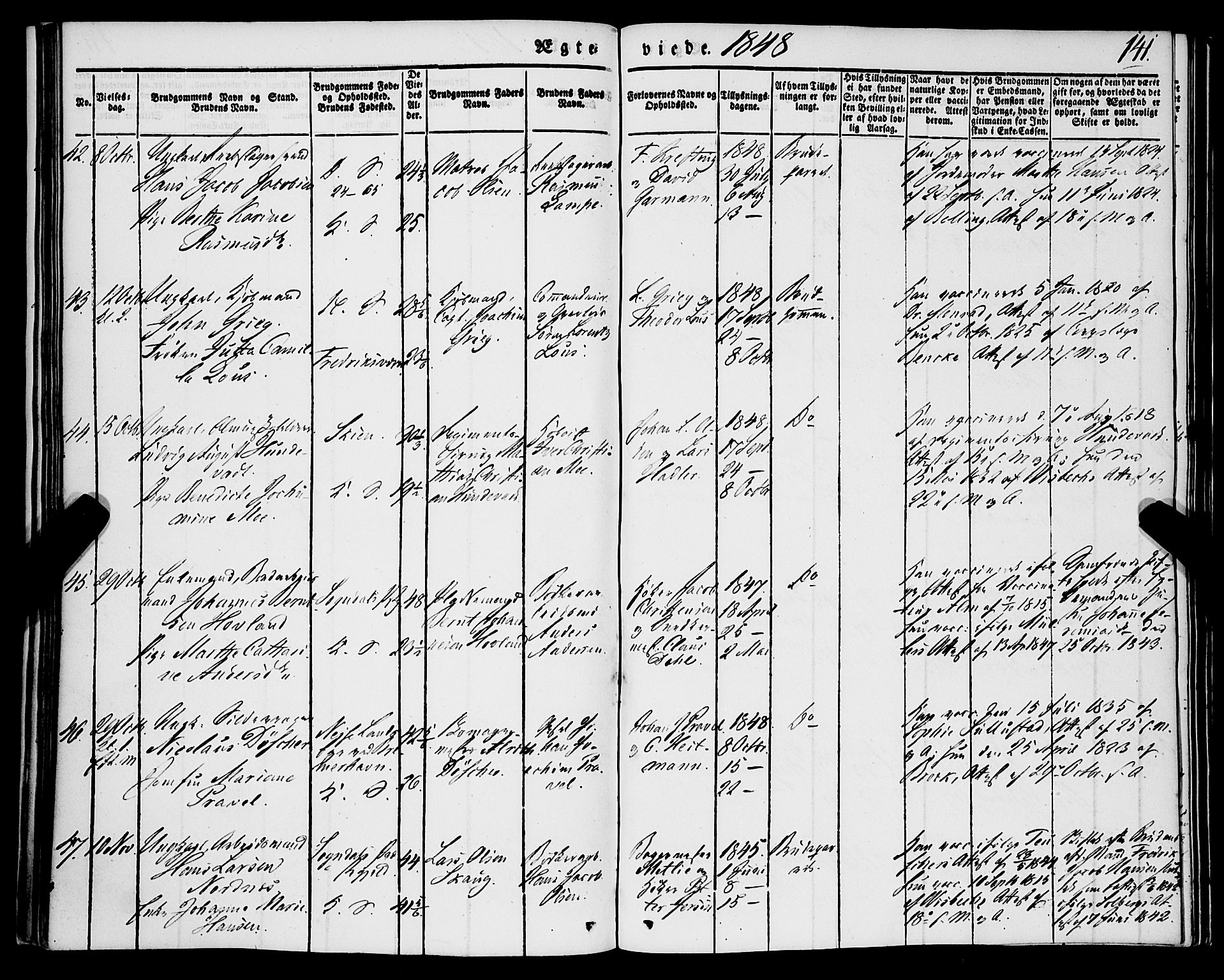 Korskirken sokneprestembete, SAB/A-76101/H/Haa/L0034: Parish register (official) no. D 1, 1832-1852, p. 141