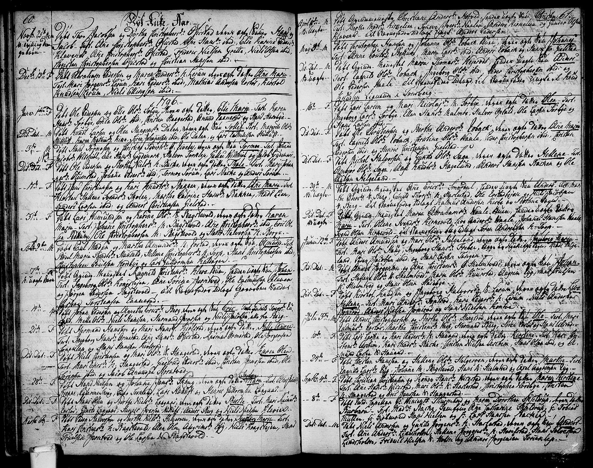 Våle kirkebøker, AV/SAKO-A-334/F/Fa/L0005: Parish register (official) no. I 5, 1773-1808, p. 60-61