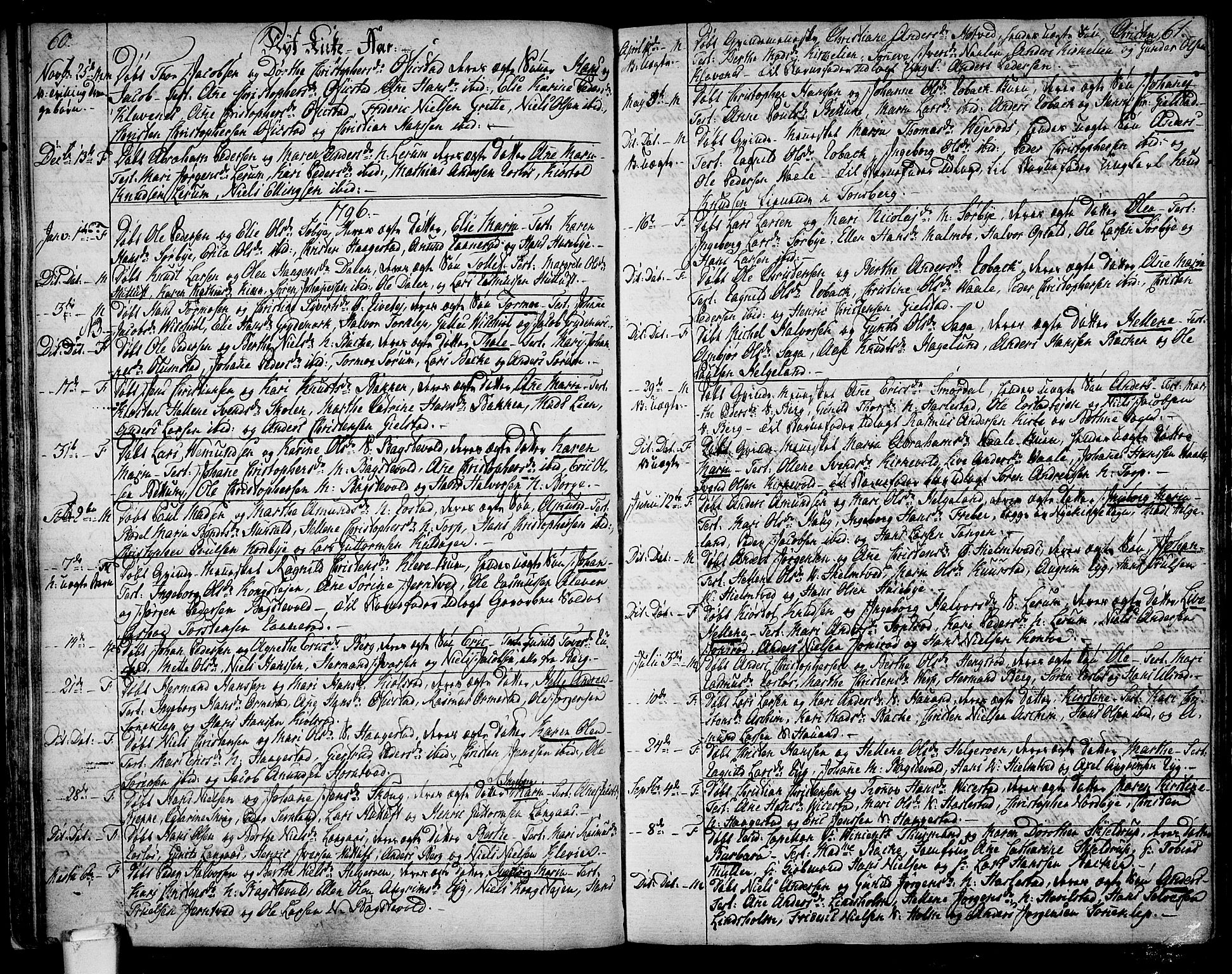 Våle kirkebøker, SAKO/A-334/F/Fa/L0005: Parish register (official) no. I 5, 1773-1808, p. 60-61