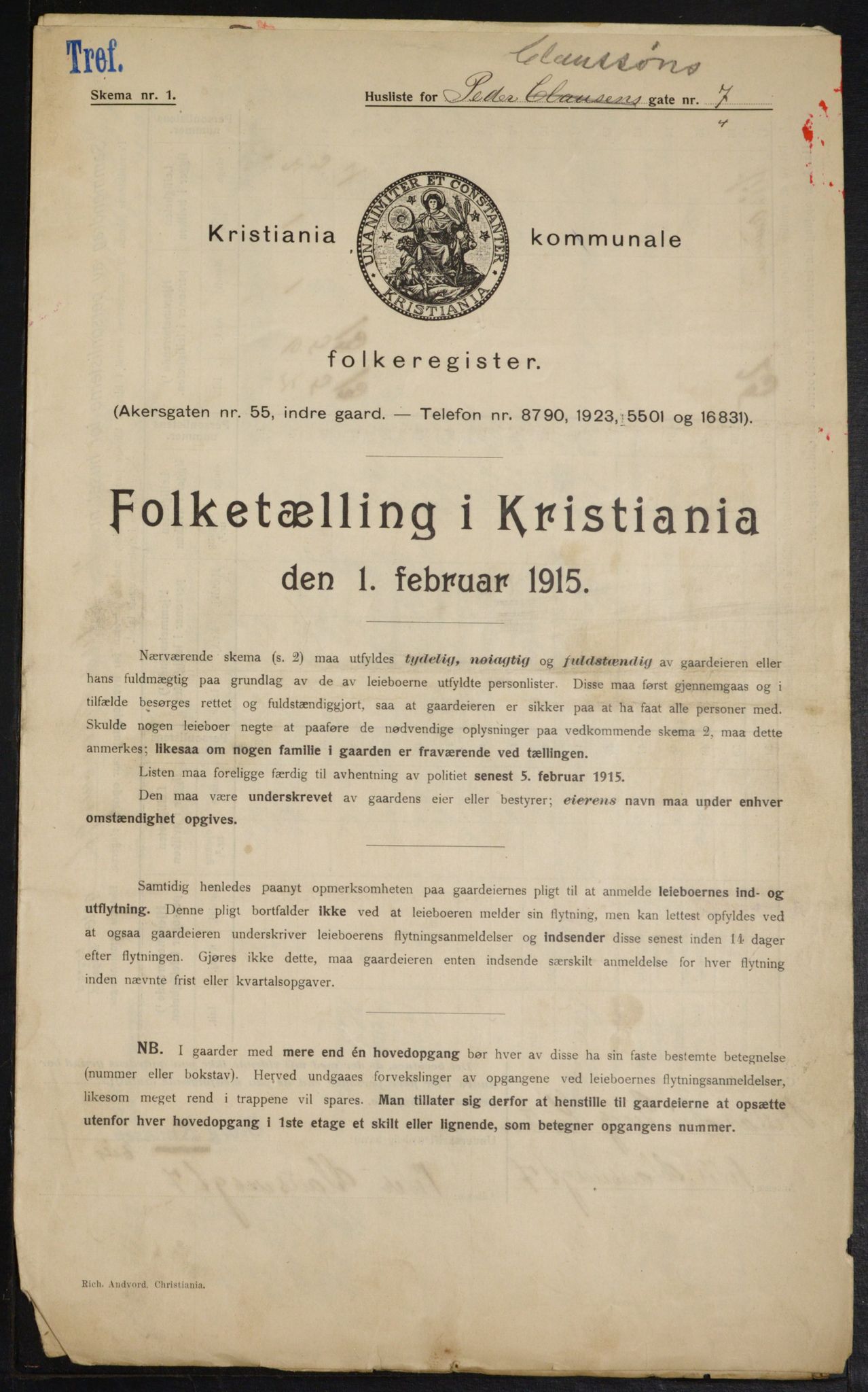 OBA, Municipal Census 1915 for Kristiania, 1915, p. 78233