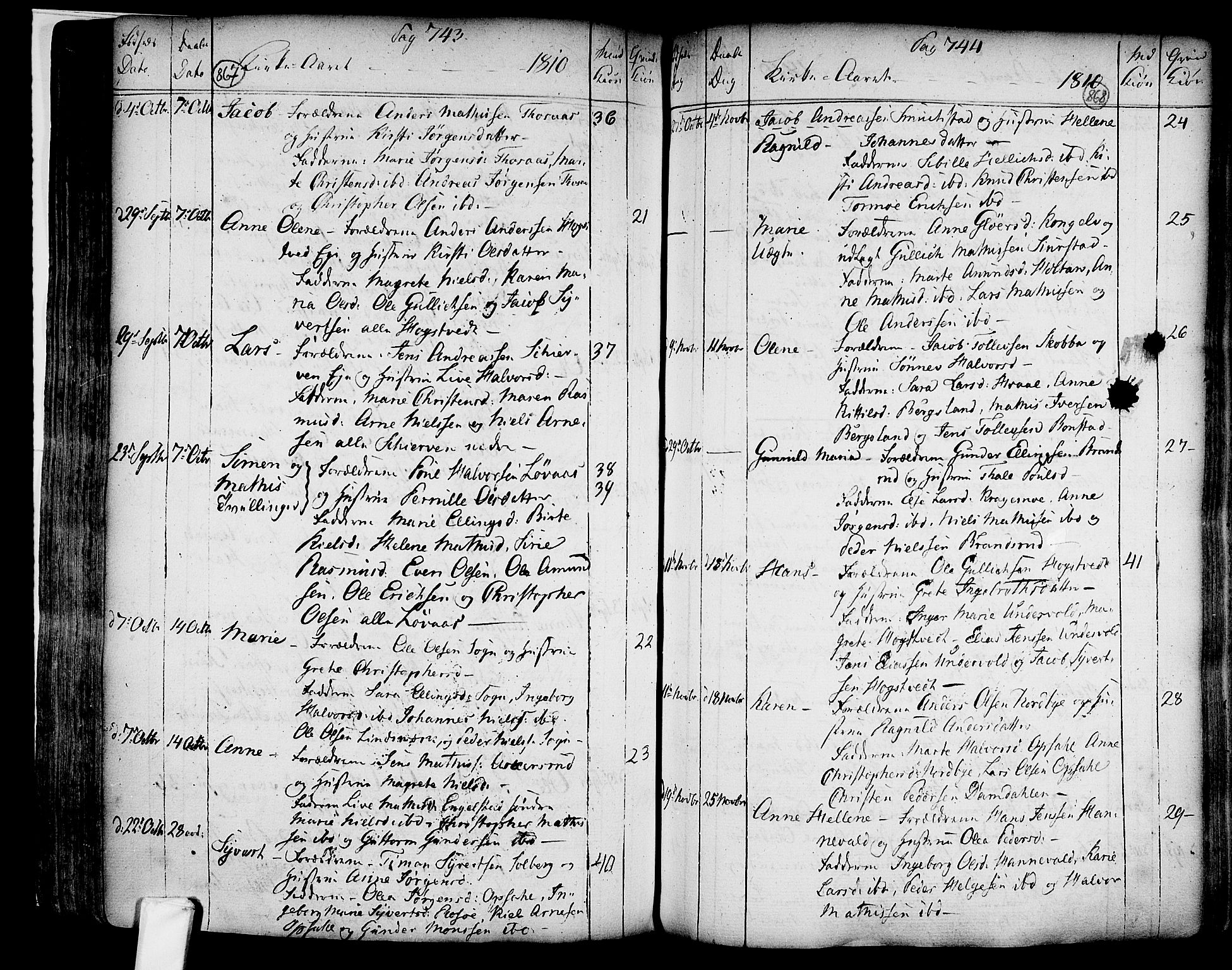 Lardal kirkebøker, AV/SAKO-A-350/F/Fa/L0003: Parish register (official) no. I 3, 1733-1815, p. 867-868
