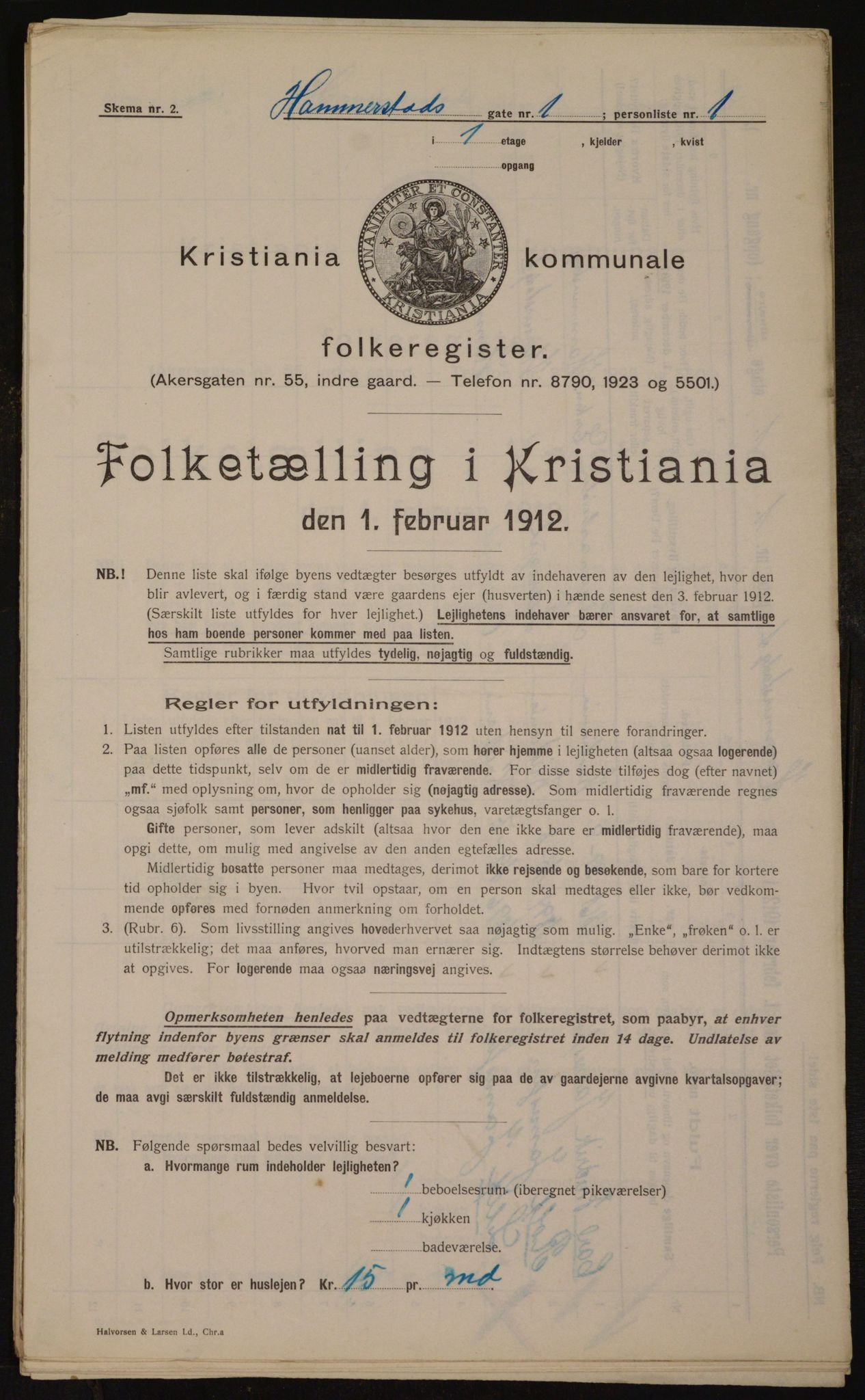 OBA, Municipal Census 1912 for Kristiania, 1912, p. 34491