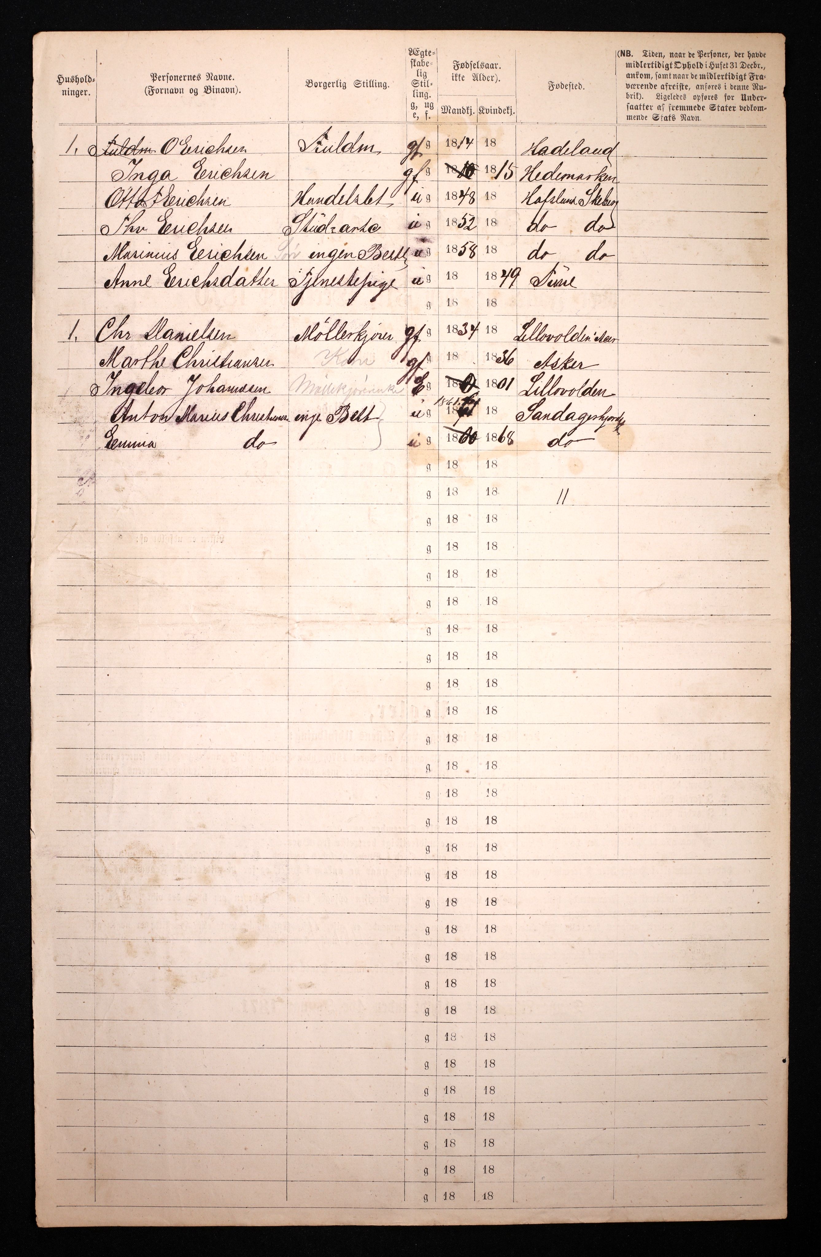 RA, 1870 census for 0301 Kristiania, 1870, p. 3175