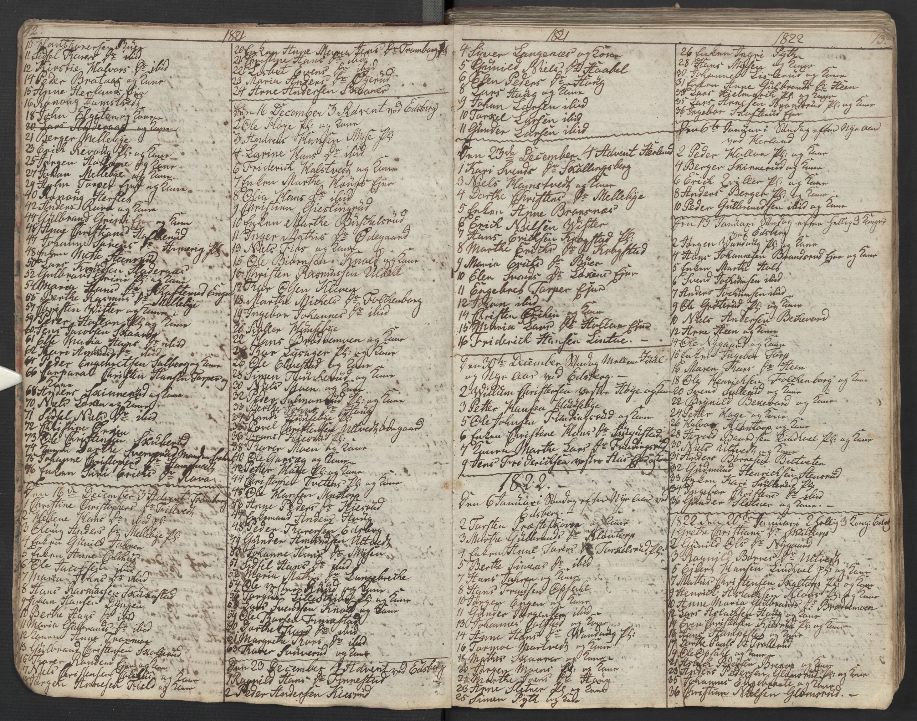 Eidsberg prestekontor Kirkebøker, SAO/A-10905/M/Ma/L0002: Communicants register no. I 2, 1821-1841, p. 12-13
