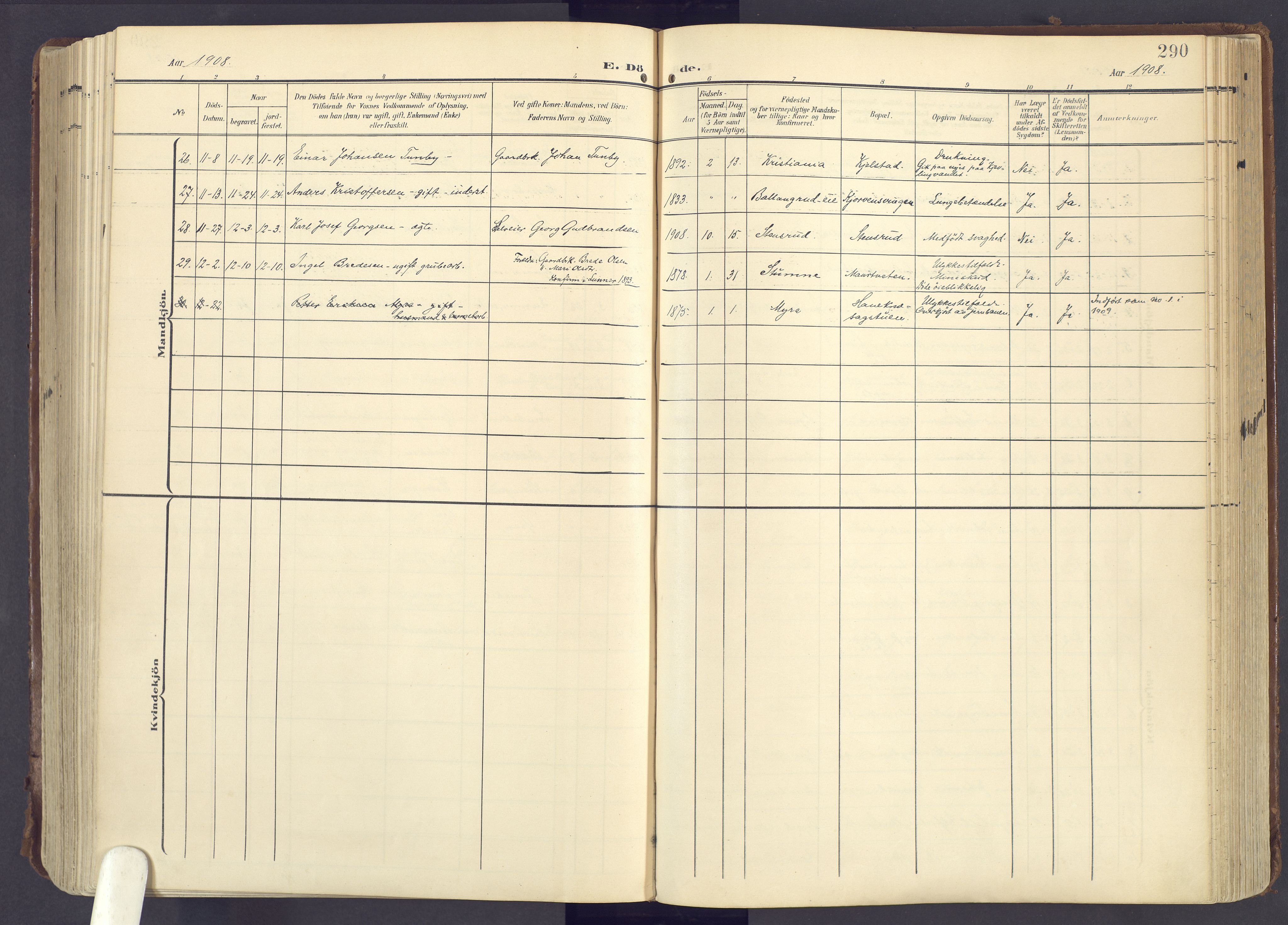 Lunner prestekontor, SAH/PREST-118/H/Ha/Haa/L0001: Parish register (official) no. 1, 1907-1922, p. 290