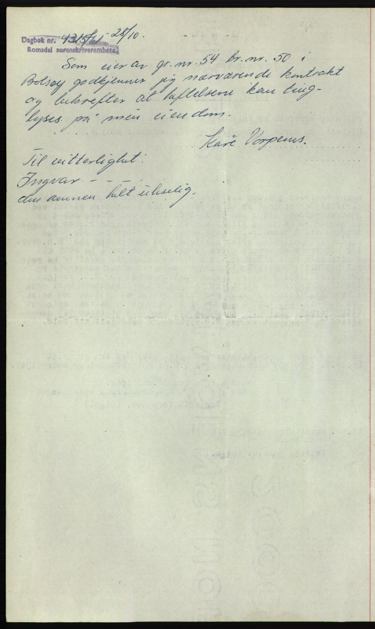 Romsdal sorenskriveri, AV/SAT-A-4149/1/2/2C: Mortgage book no. B4, 1948-1949, Diary no: : 4315/1961