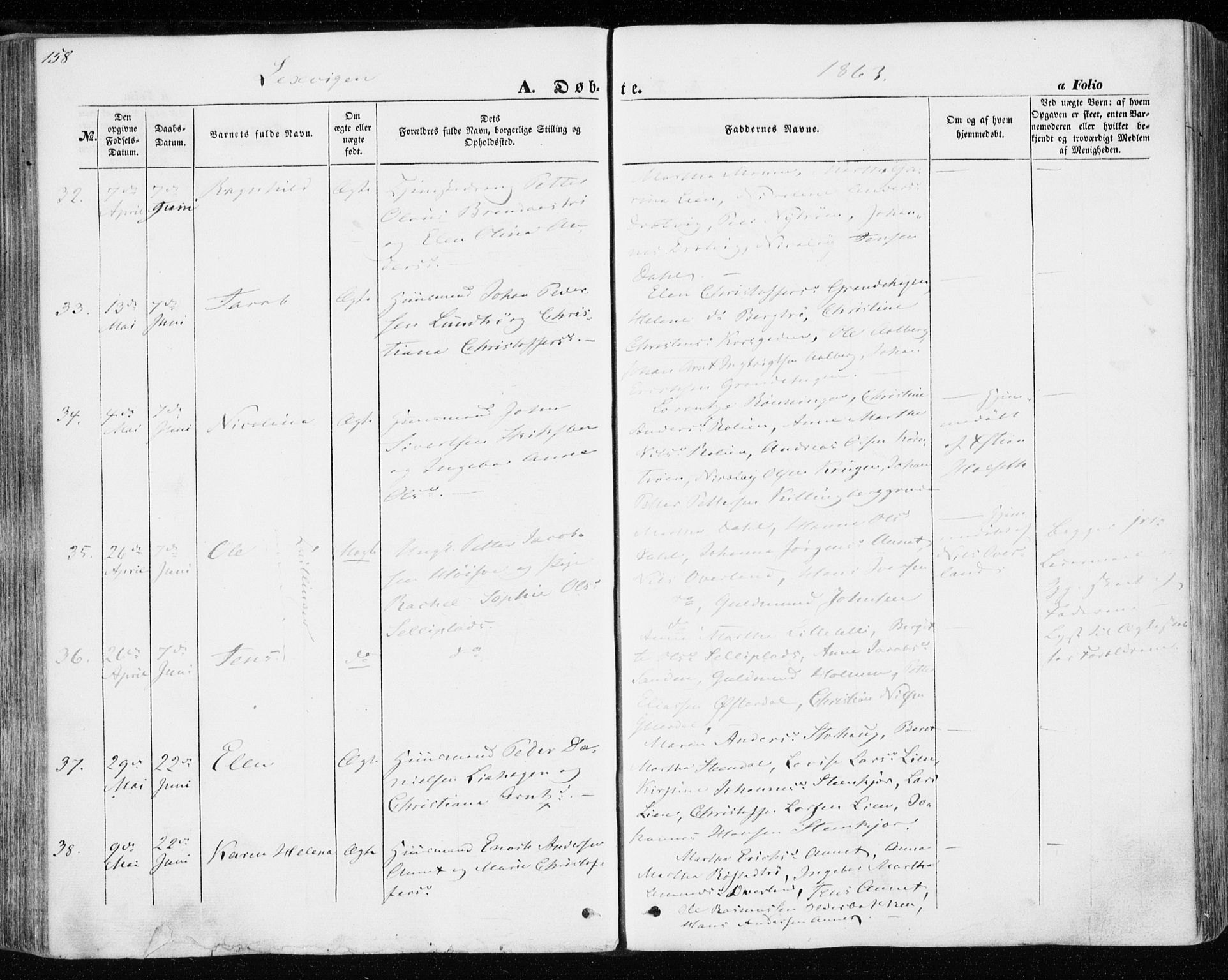 Ministerialprotokoller, klokkerbøker og fødselsregistre - Nord-Trøndelag, AV/SAT-A-1458/701/L0008: Parish register (official) no. 701A08 /1, 1854-1863, p. 158