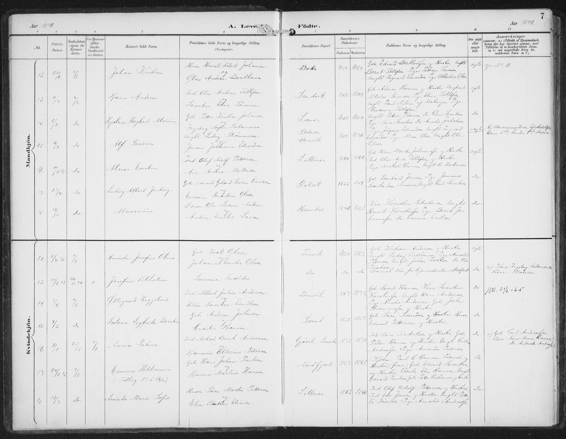 Lenvik sokneprestembete, SATØ/S-1310/H/Ha/Haa/L0015kirke: Parish register (official) no. 15, 1896-1915, p. 7