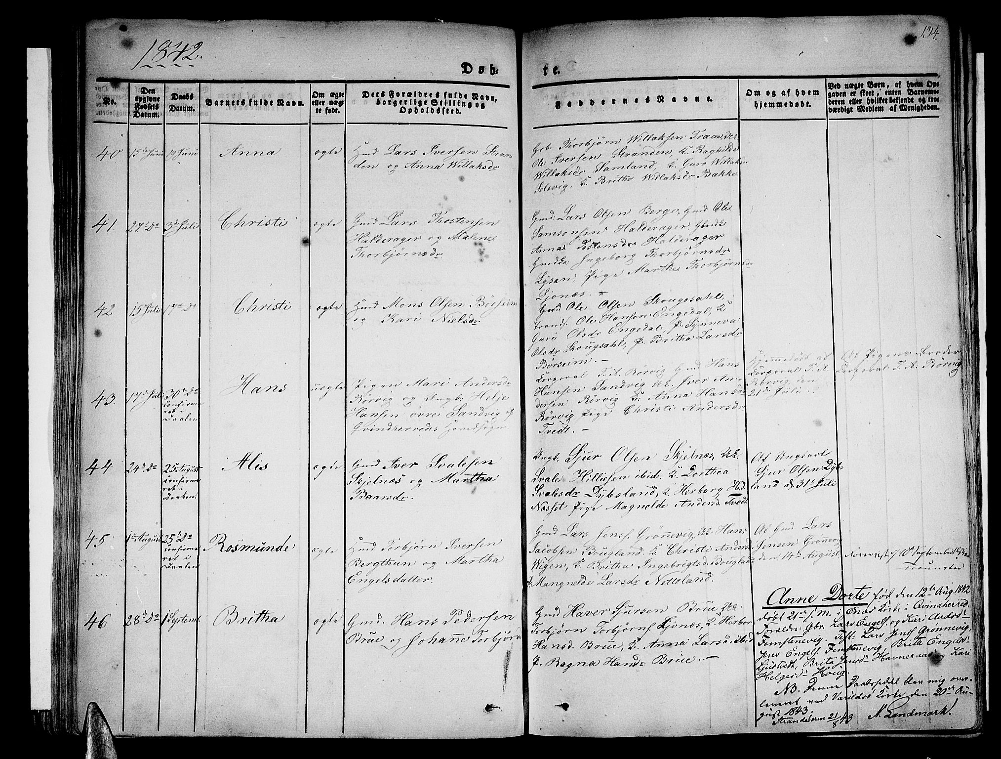 Strandebarm sokneprestembete, AV/SAB-A-78401/H/Haa: Parish register (official) no. A 6, 1826-1843, p. 134