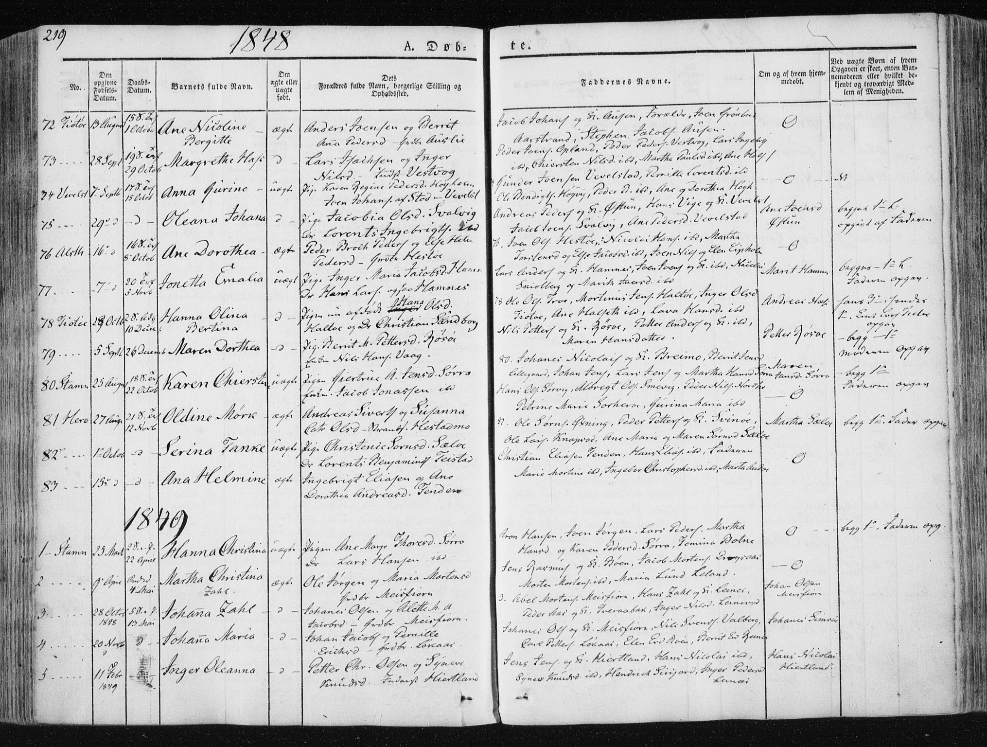Ministerialprotokoller, klokkerbøker og fødselsregistre - Nordland, SAT/A-1459/830/L0446: Parish register (official) no. 830A10, 1831-1865, p. 219