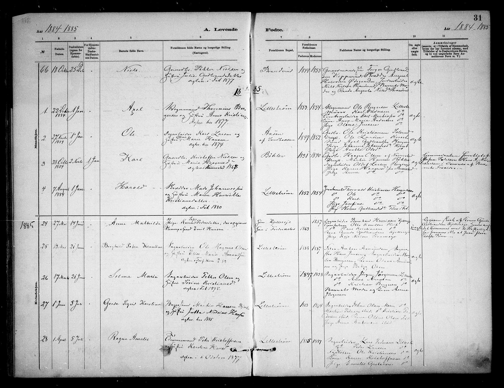 Skedsmo prestekontor Kirkebøker, SAO/A-10033a/F/Fa/L0013: Parish register (official) no. I 13, 1883-1891, p. 31