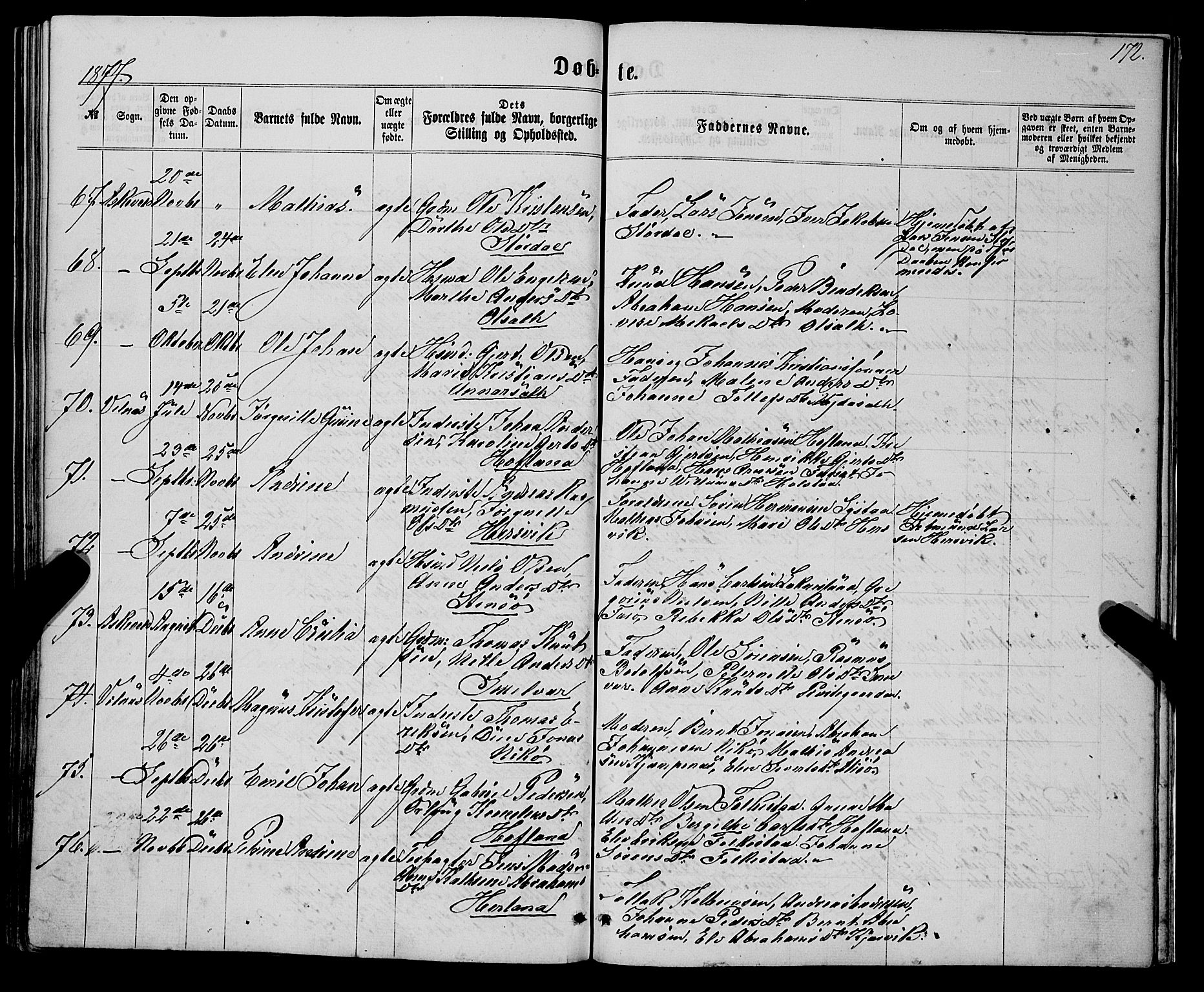 Askvoll sokneprestembete, SAB/A-79501/H/Haa/Haaa/L0012: Parish register (official) no. A 12, 1859-1878, p. 172