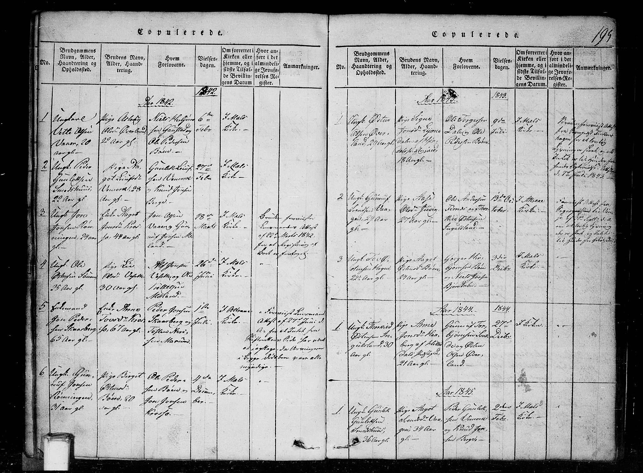 Tinn kirkebøker, SAKO/A-308/G/Gc/L0001: Parish register (copy) no. III 1, 1815-1879, p. 195