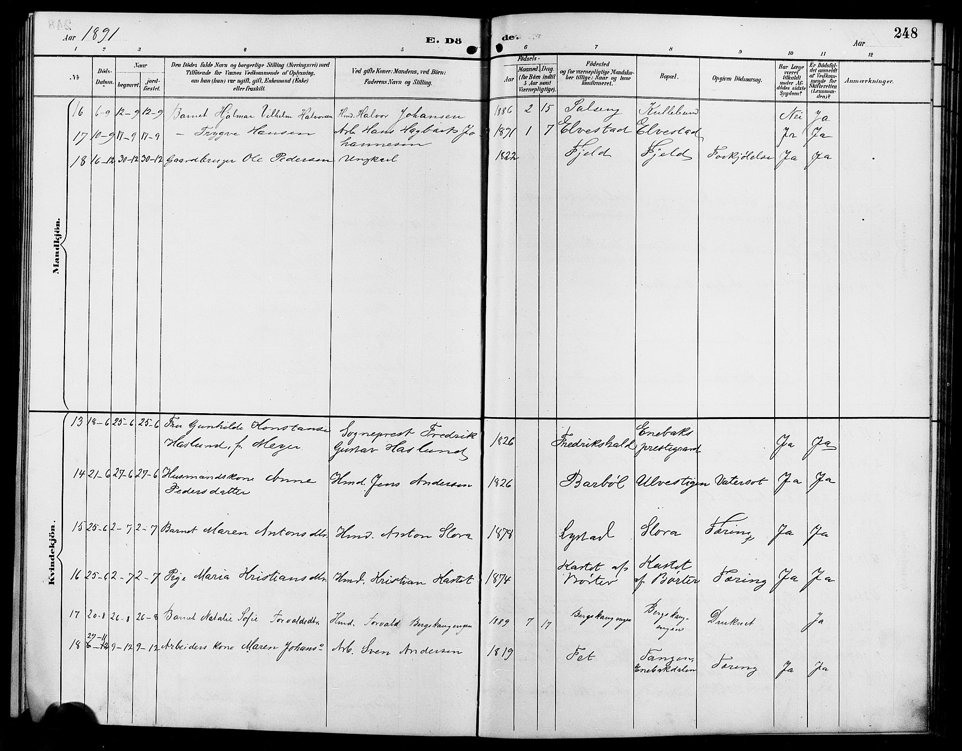 Enebakk prestekontor Kirkebøker, SAO/A-10171c/G/Ga/L0006: Parish register (copy) no. I 6, 1889-1911, p. 248