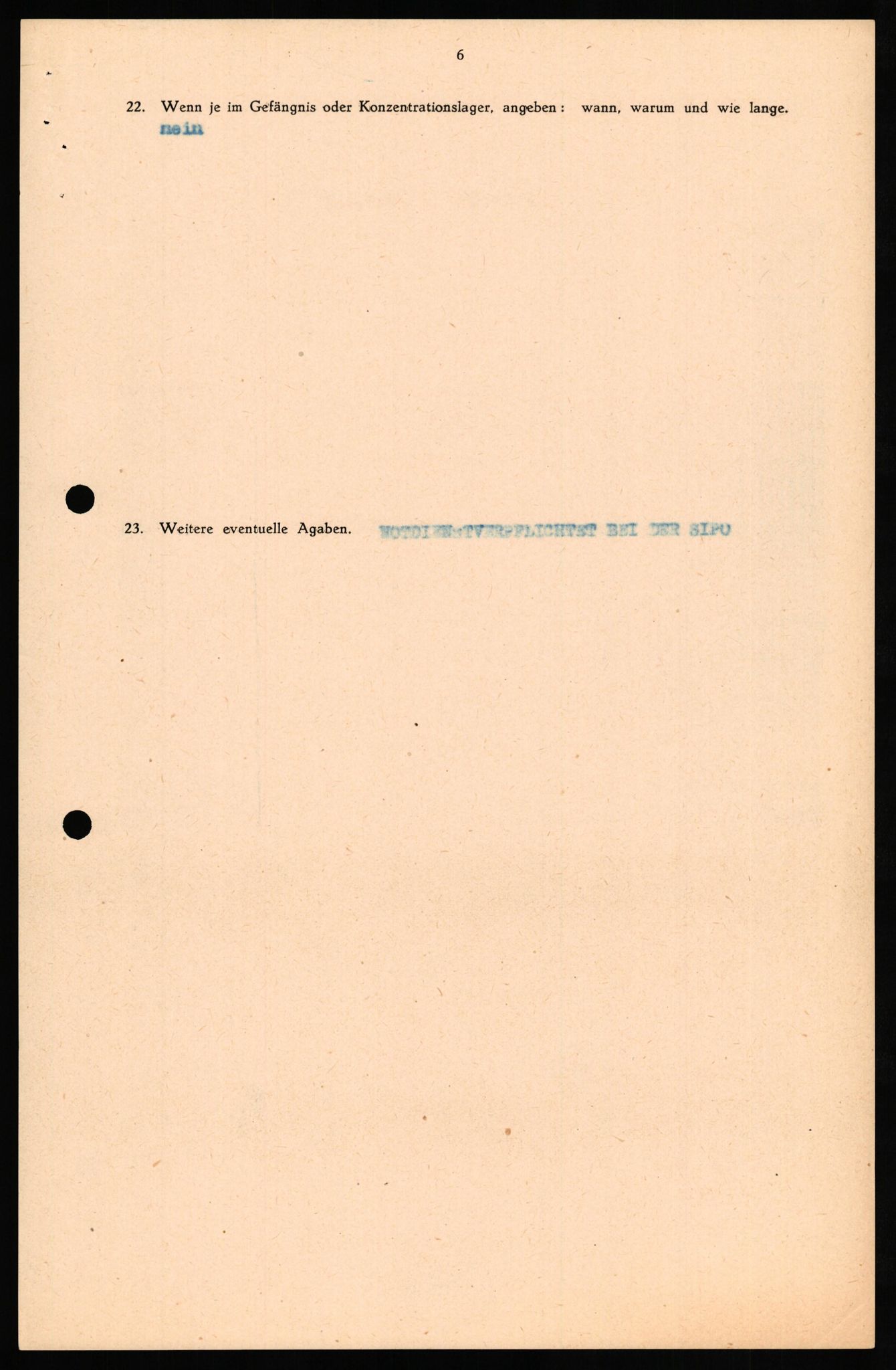 Forsvaret, Forsvarets overkommando II, RA/RAFA-3915/D/Db/L0029: CI Questionaires. Tyske okkupasjonsstyrker i Norge. Tyskere., 1945-1946, p. 113