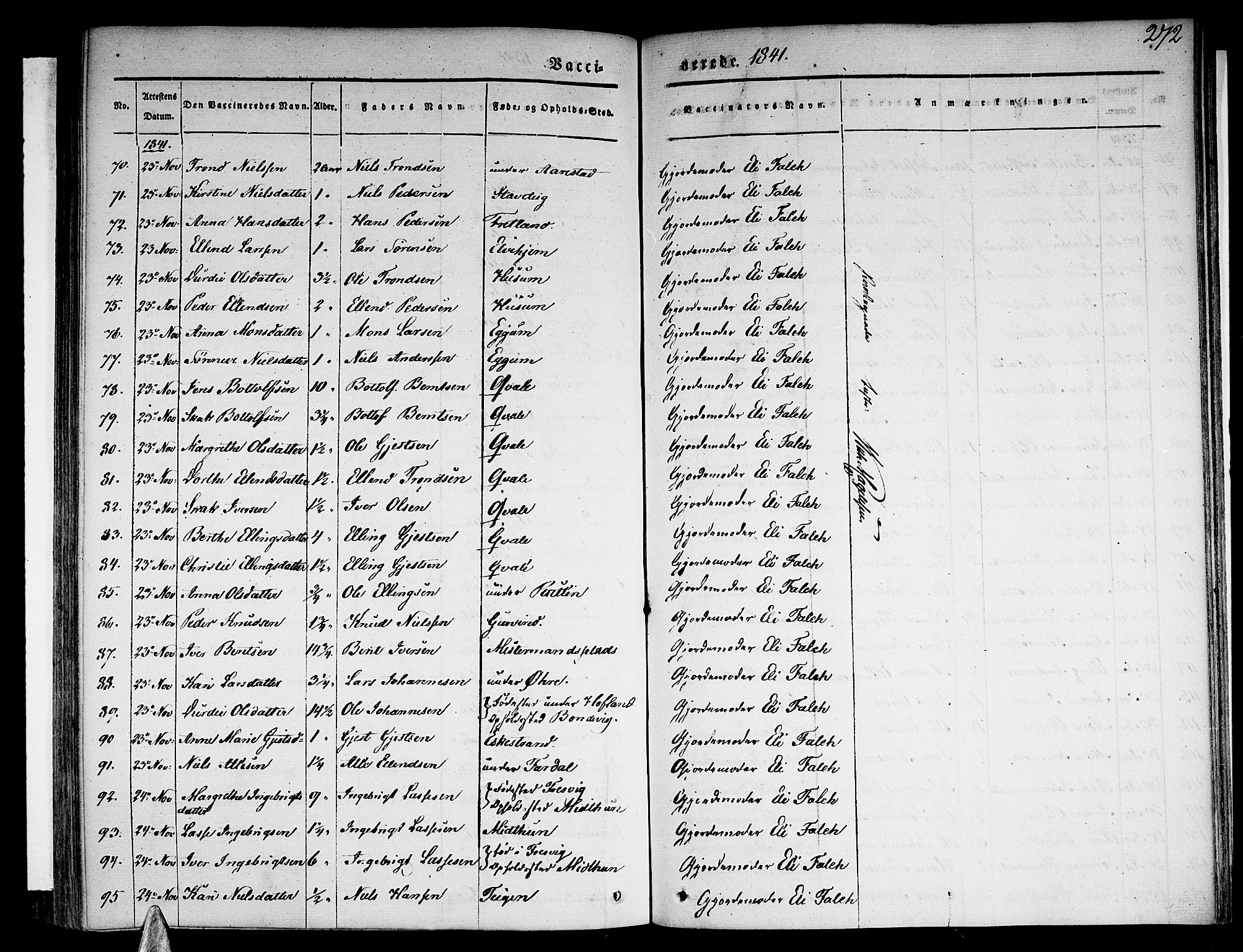 Sogndal sokneprestembete, AV/SAB-A-81301/H/Haa/Haaa/L0011: Parish register (official) no. A 11, 1839-1847, p. 272