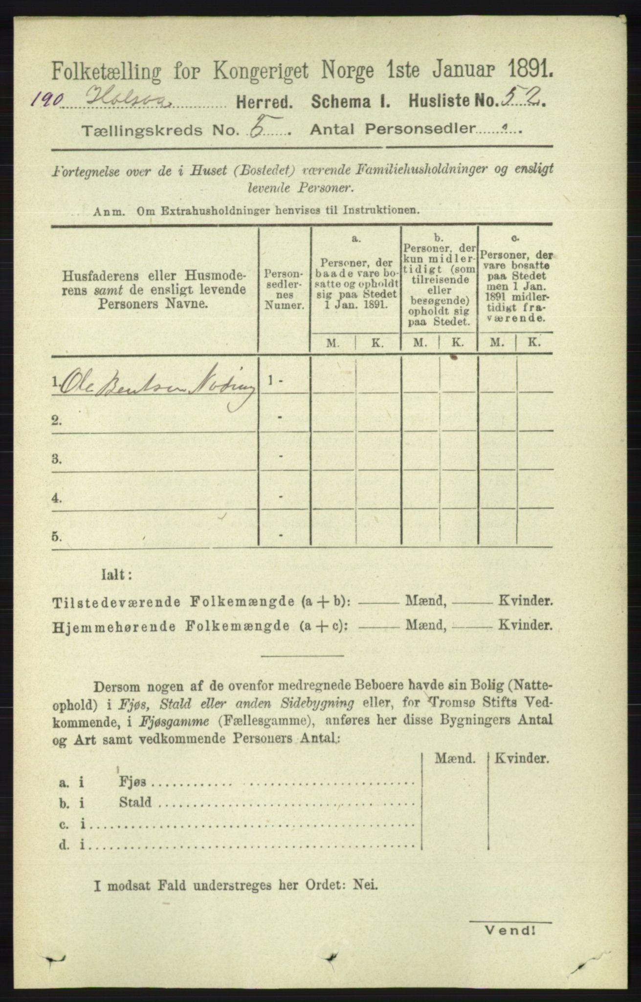 RA, 1891 census for 1019 Halse og Harkmark, 1891, p. 2024