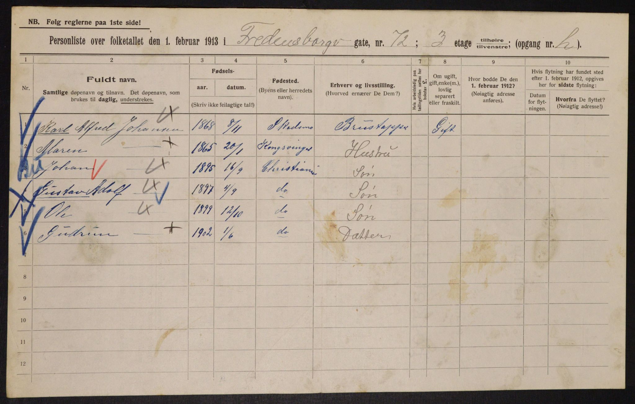 OBA, Municipal Census 1913 for Kristiania, 1913, p. 26692