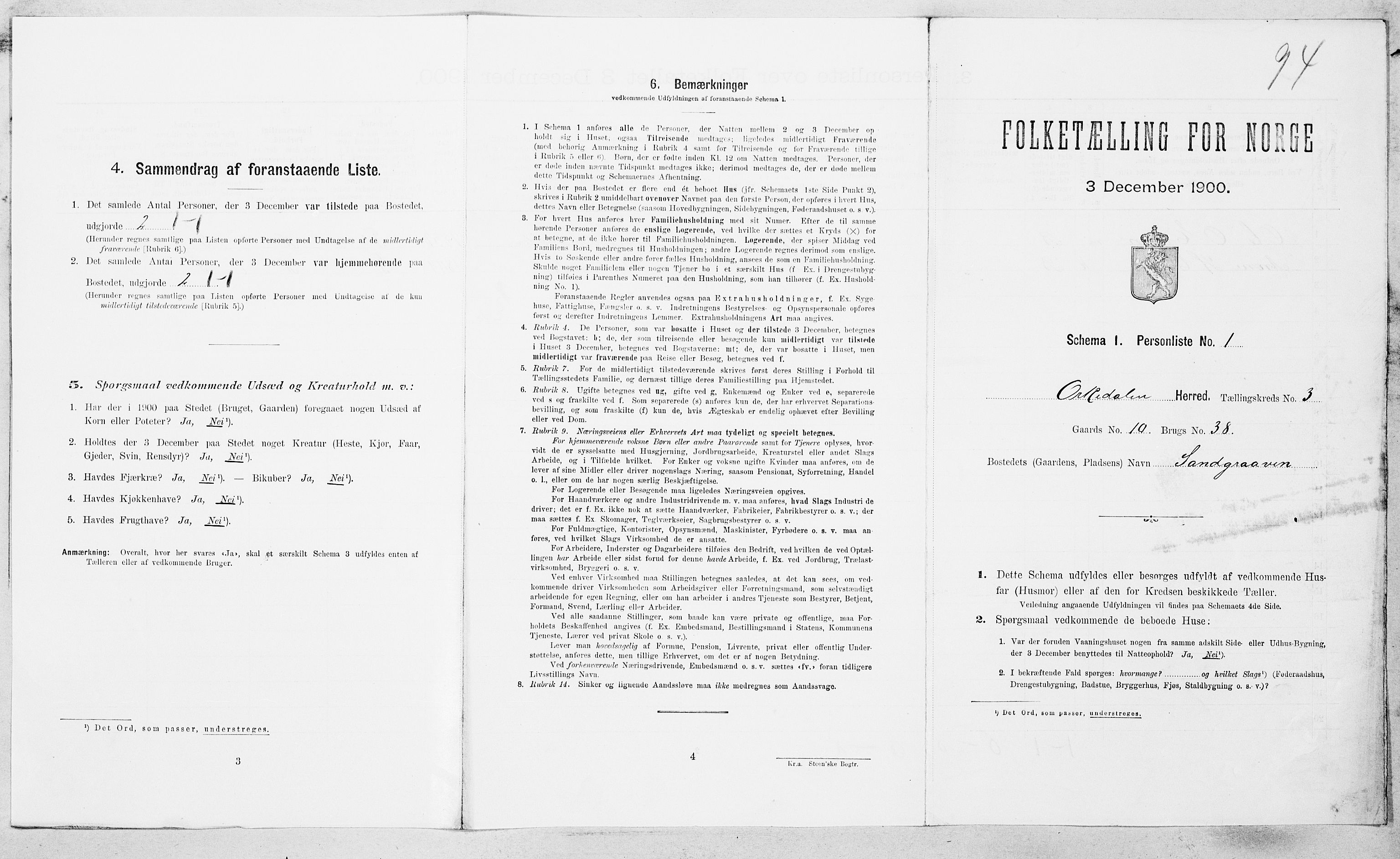 SAT, 1900 census for Orkdal, 1900, p. 537