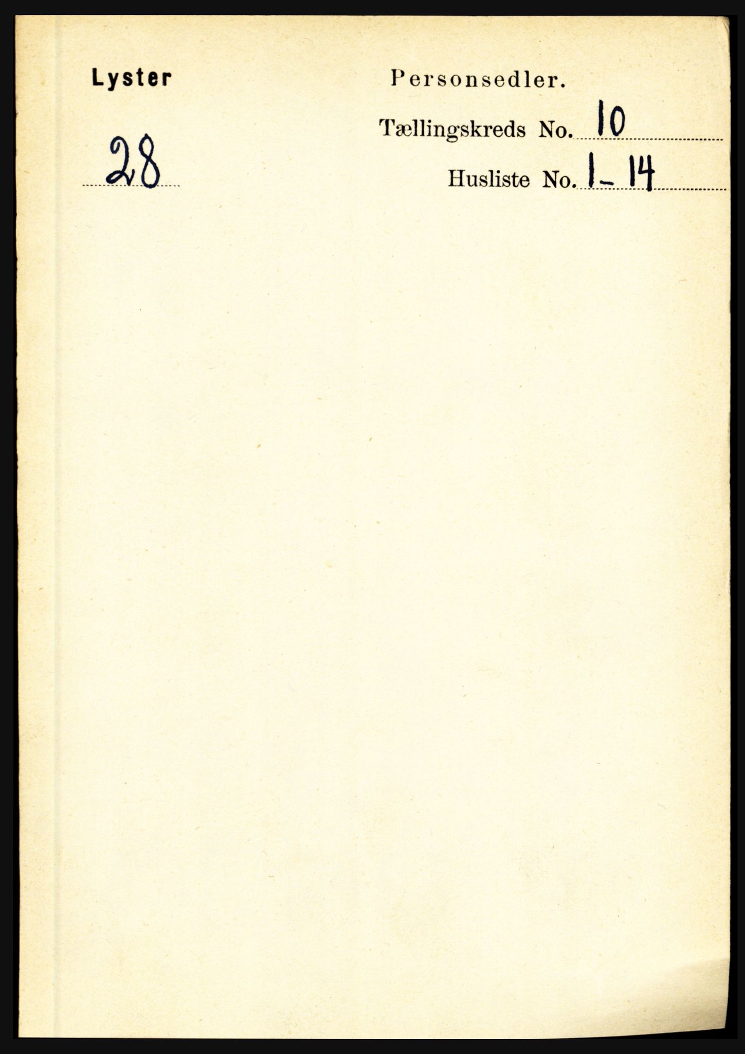 RA, 1891 census for 1426 Luster, 1891, p. 3115