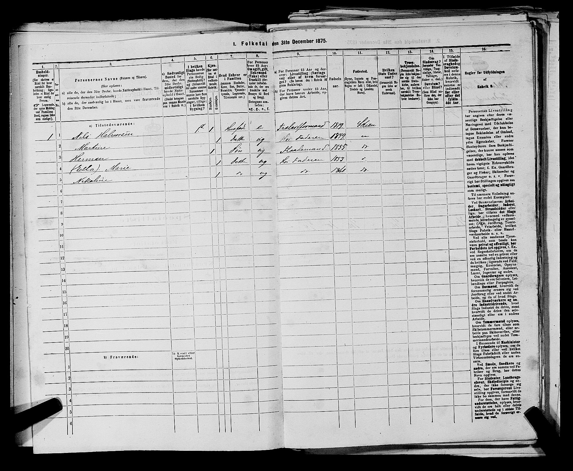 SAKO, 1875 census for 0806P Skien, 1875, p. 691