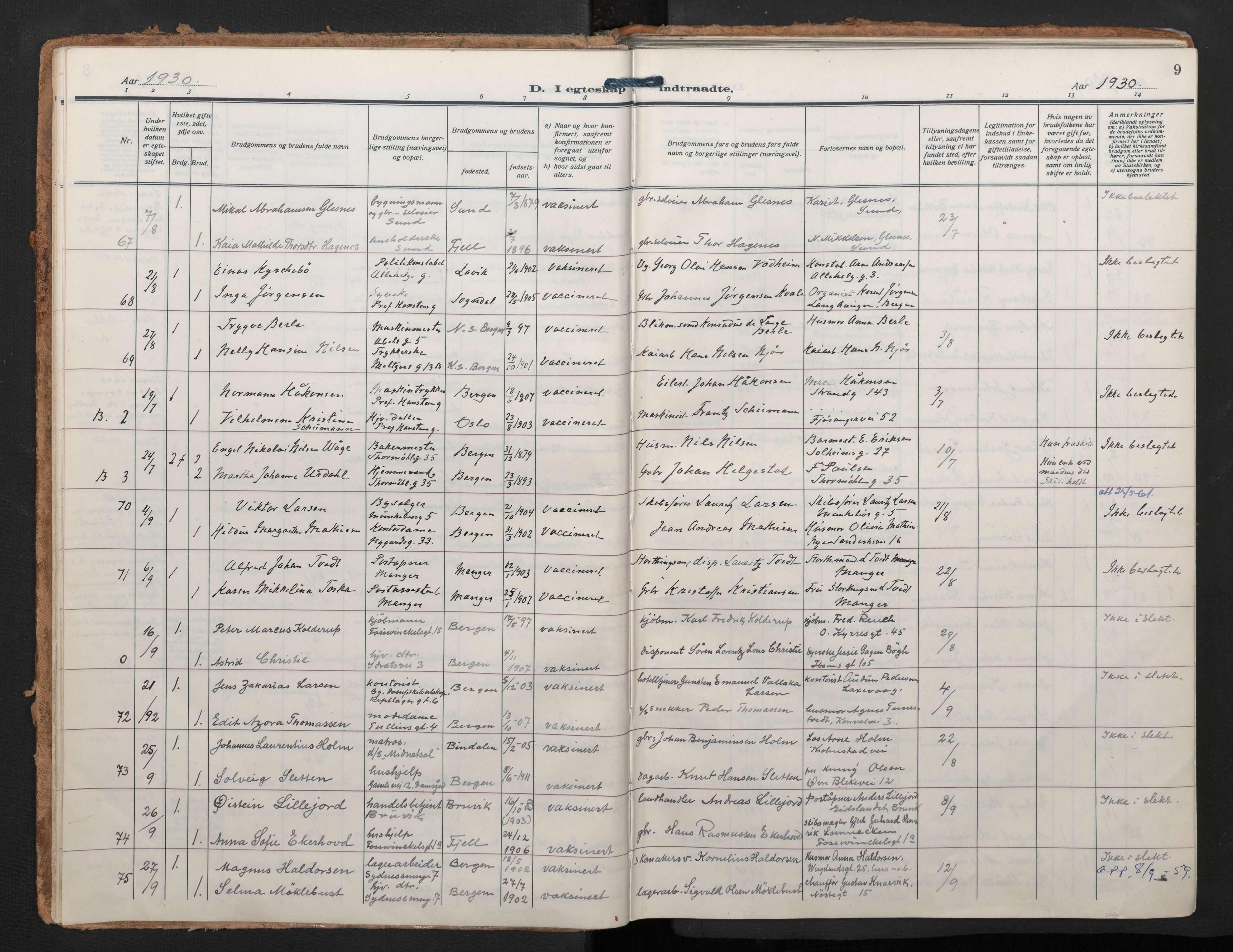 Johanneskirken sokneprestembete, AV/SAB-A-76001/H/Haa/L0014: Parish register (official) no. D 3, 1929-1949, p. 8b-9a