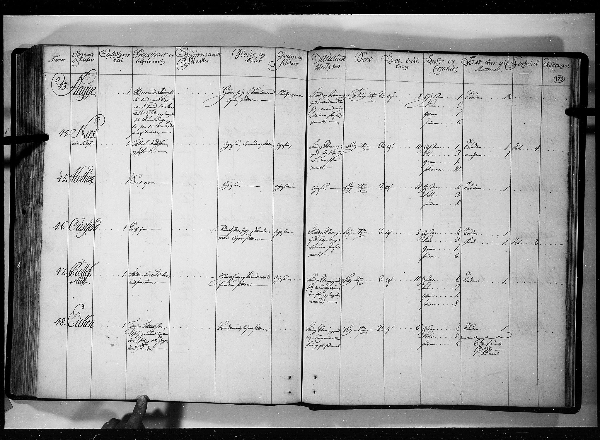 Rentekammeret inntil 1814, Realistisk ordnet avdeling, AV/RA-EA-4070/N/Nb/Nbf/L0121: Øvre og Nedre Telemark eksaminasjonsprotokoll, 1723, p. 172b-173a