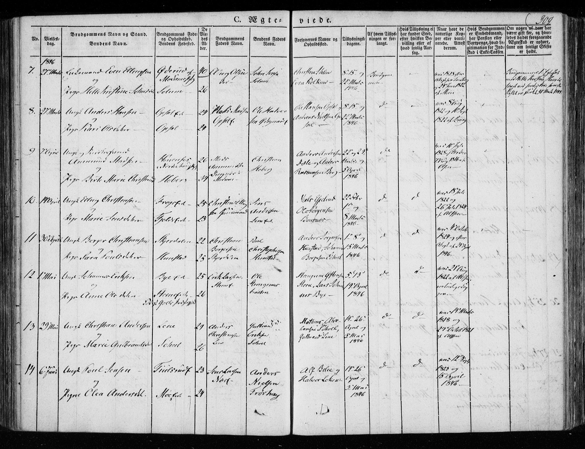 Hole kirkebøker, SAKO/A-228/F/Fa/L0005: Parish register (official) no. I 5, 1833-1851, p. 309
