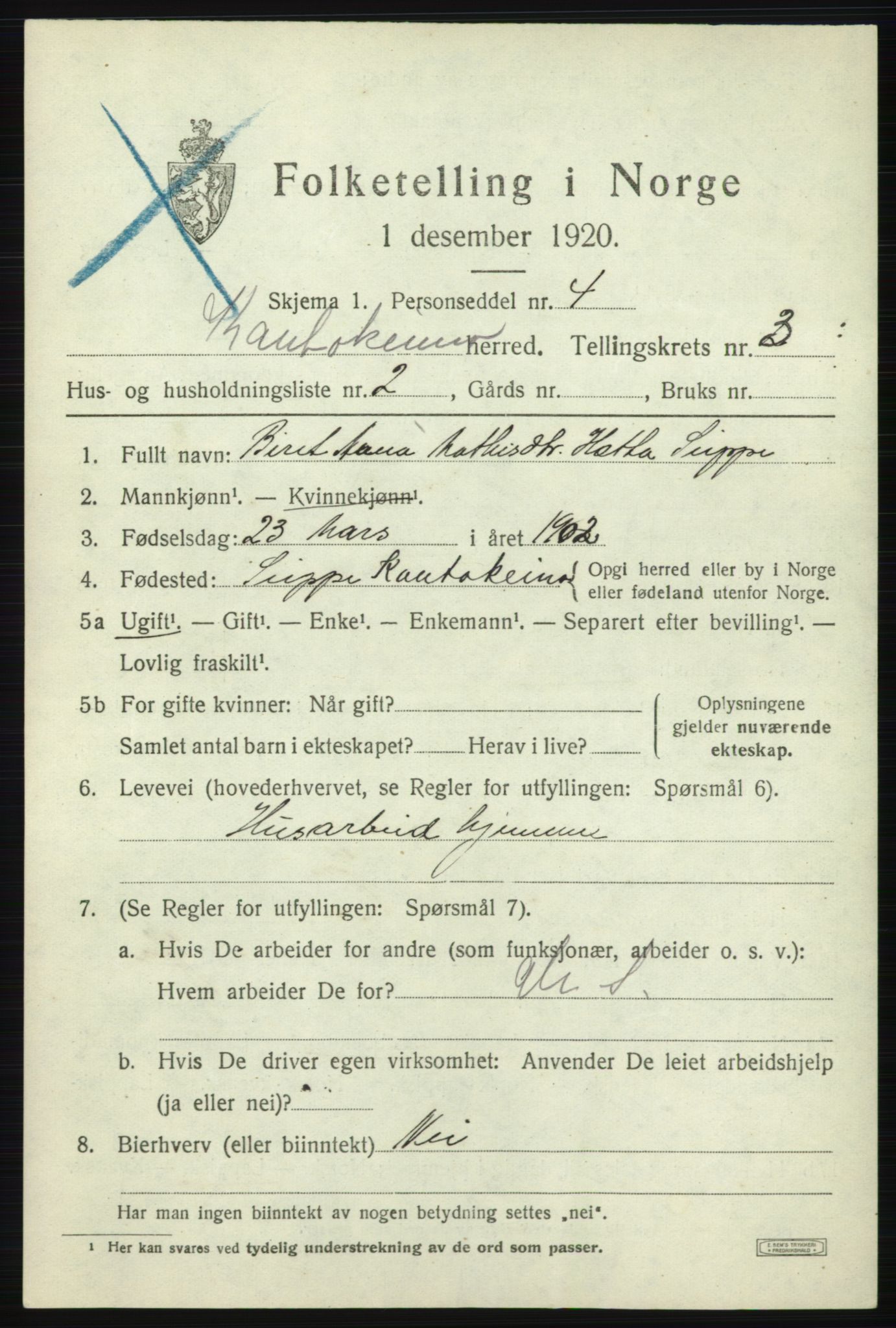 SATØ, 1920 census for Kautokeino, 1920, p. 1431