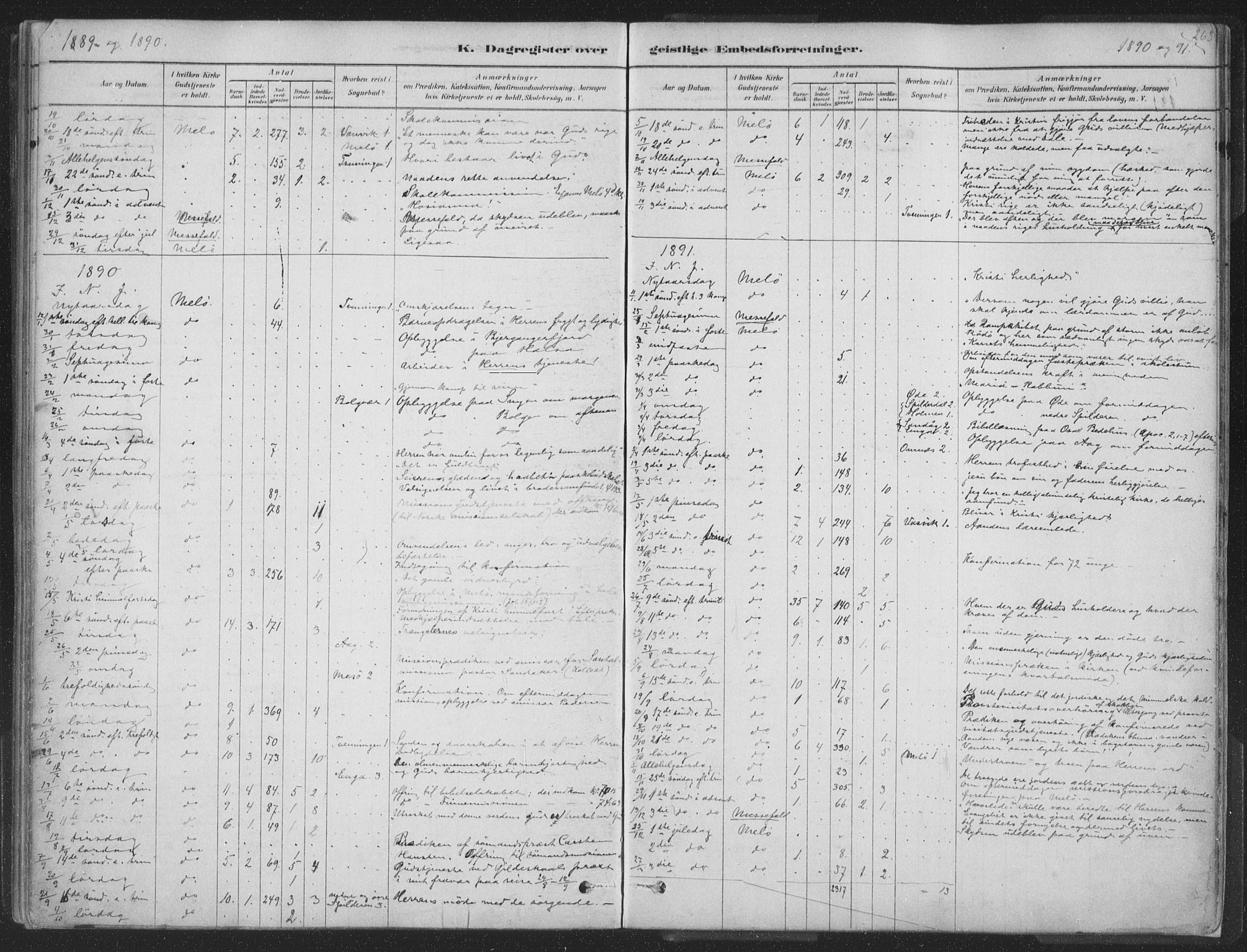 Ministerialprotokoller, klokkerbøker og fødselsregistre - Nordland, SAT/A-1459/843/L0627: Parish register (official) no. 843A02, 1878-1908, p. 263