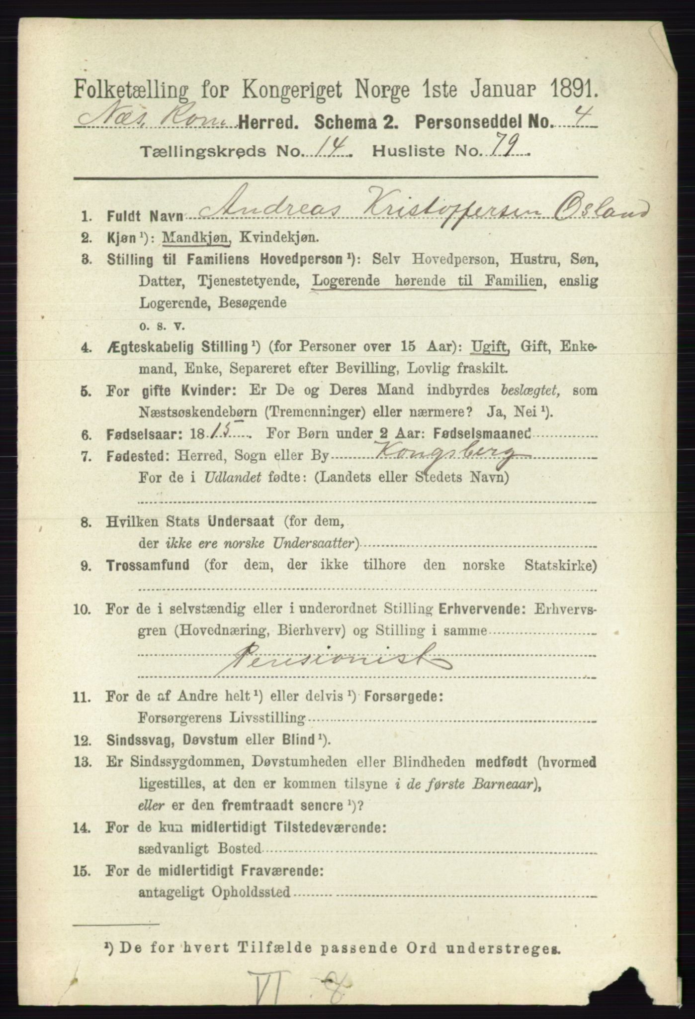RA, 1891 census for 0236 Nes, 1891, p. 8920