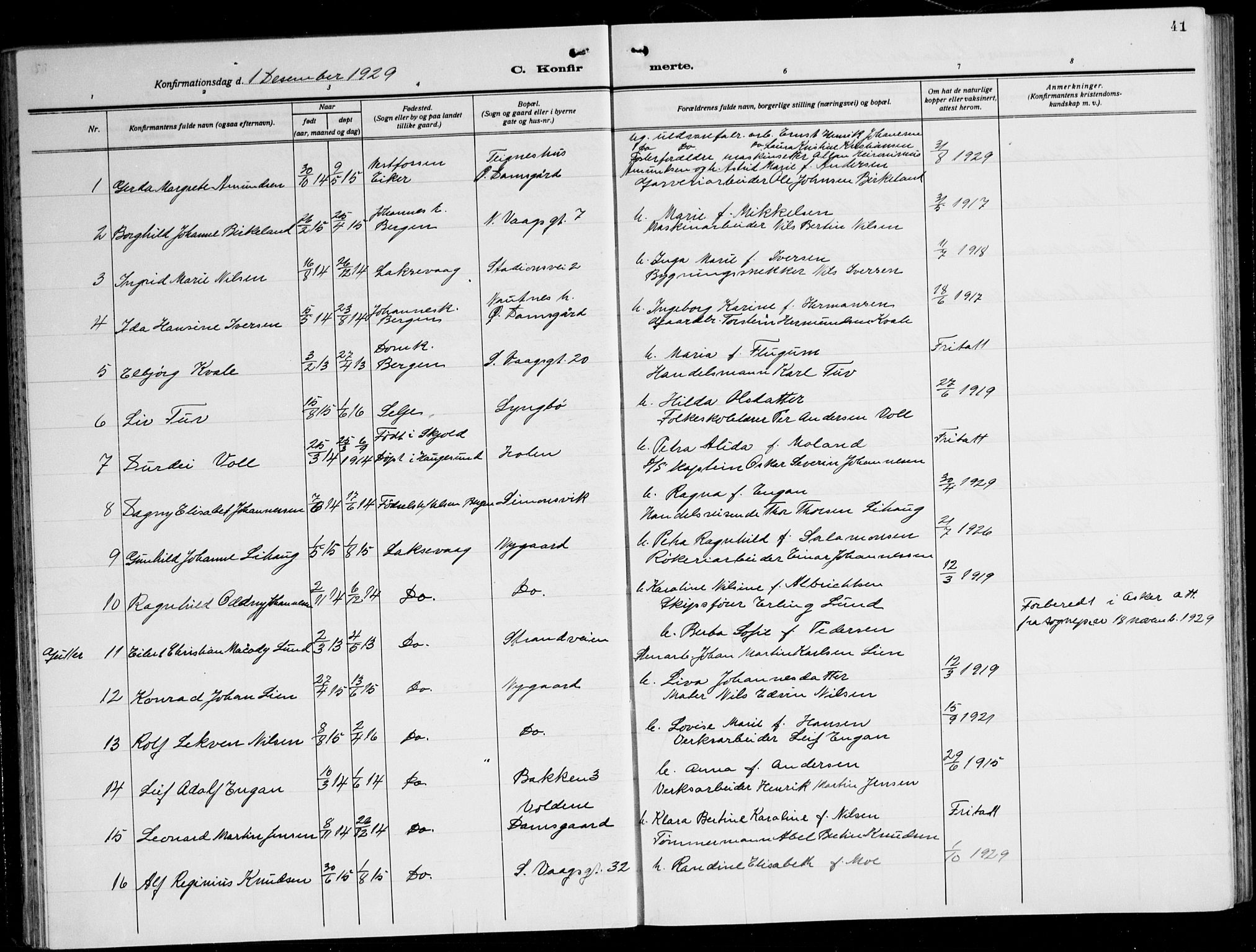 Laksevåg Sokneprestembete, AV/SAB-A-76501/H/Ha/Hab/Haba: Parish register (copy) no. A 10, 1925-1942, p. 41