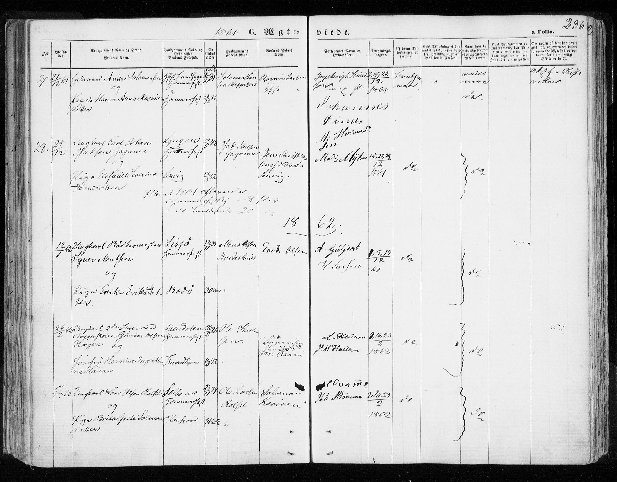 Hammerfest sokneprestkontor, SATØ/S-1347/H/Ha/L0005.kirke: Parish register (official) no. 5, 1857-1869, p. 236