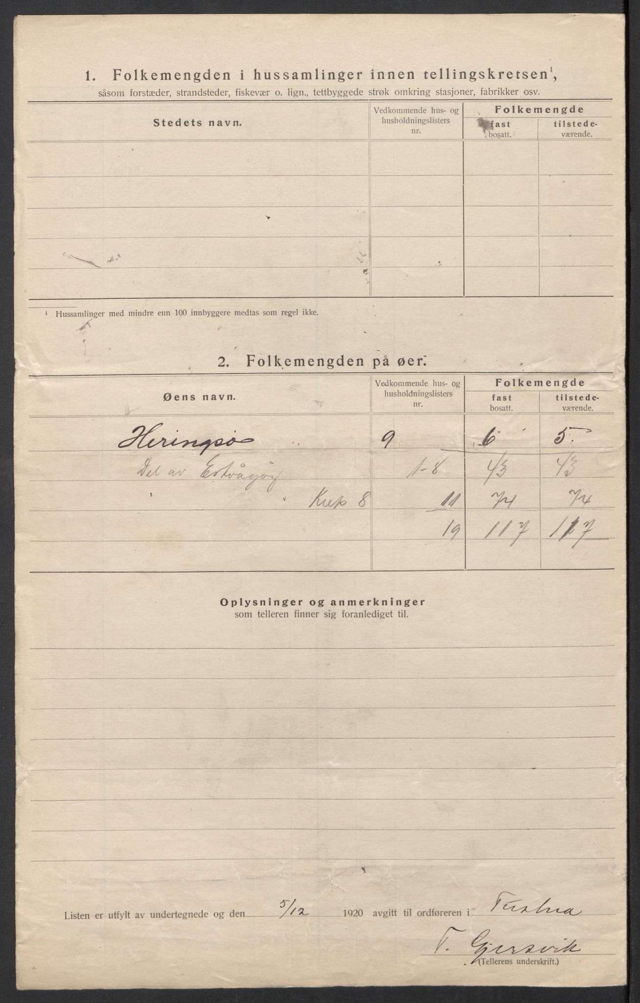 SAT, 1920 census for Tustna, 1920, p. 32