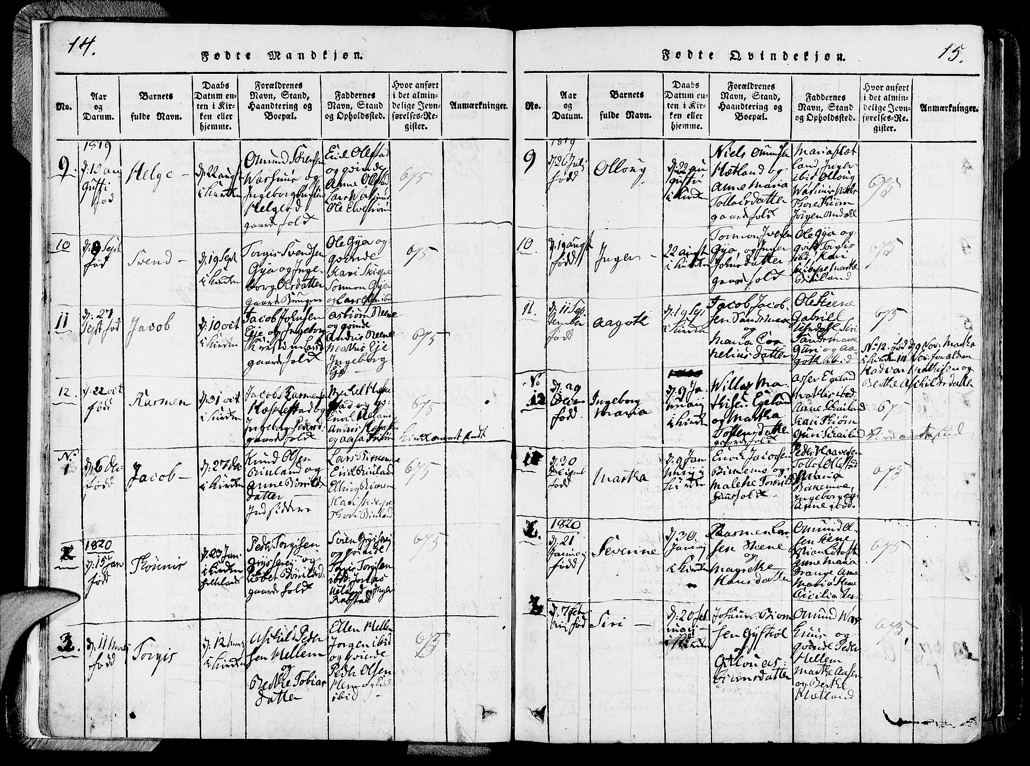 Lund sokneprestkontor, SAST/A-101809/S06/L0006: Parish register (official) no. A 6, 1816-1839, p. 14-15