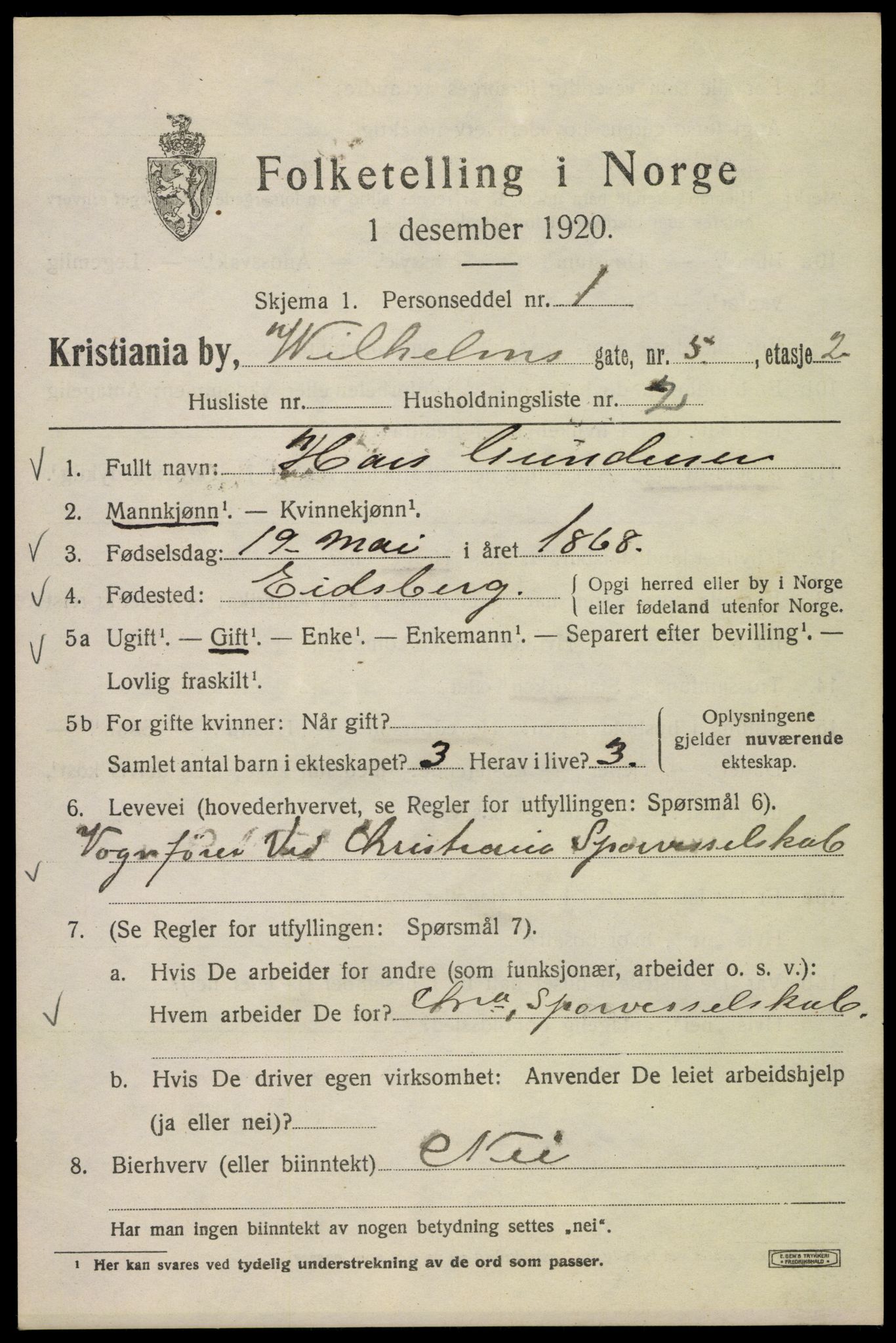 SAO, 1920 census for Kristiania, 1920, p. 652813