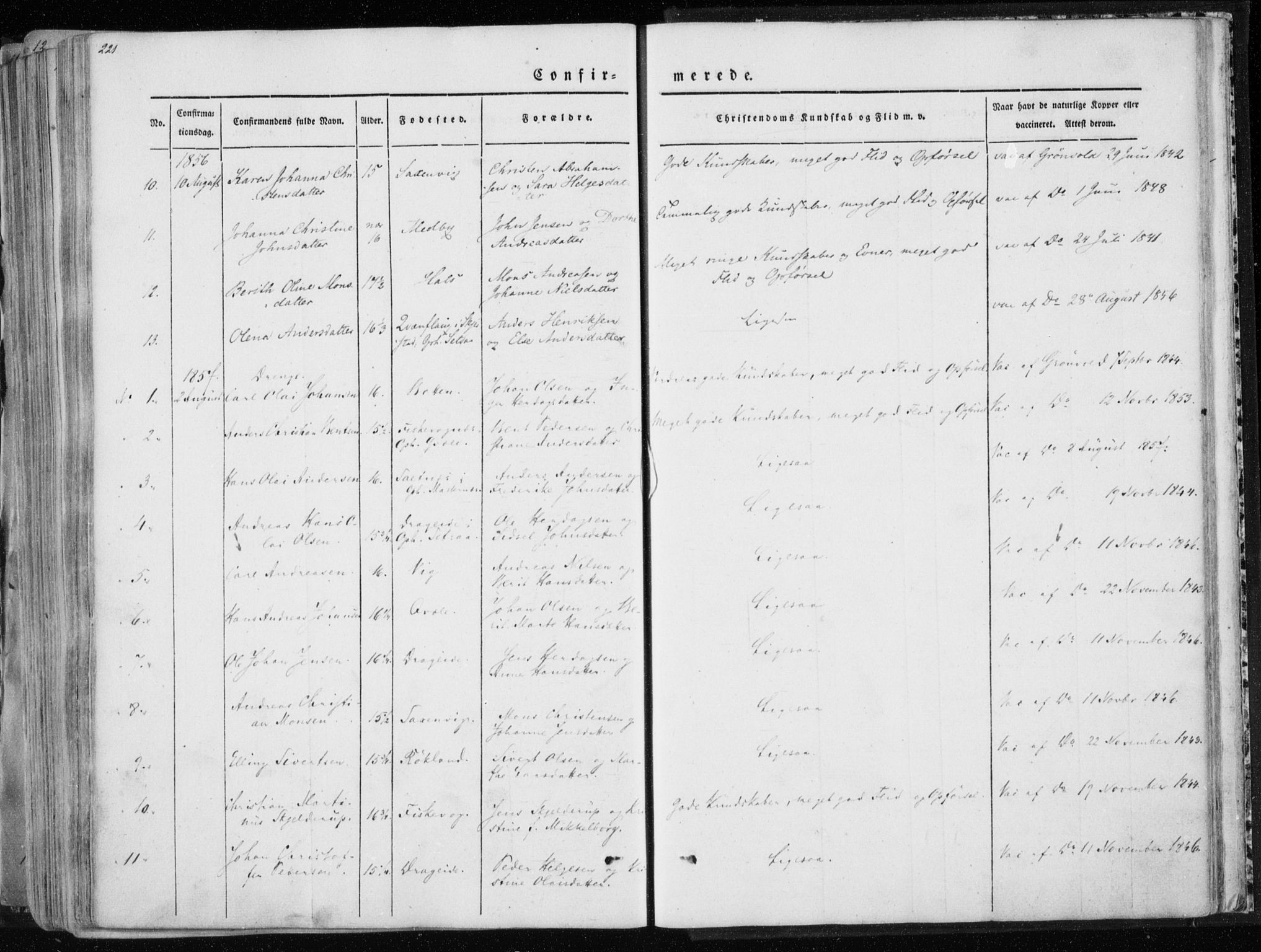 Ministerialprotokoller, klokkerbøker og fødselsregistre - Nordland, AV/SAT-A-1459/847/L0666: Parish register (official) no. 847A06, 1842-1871, p. 221