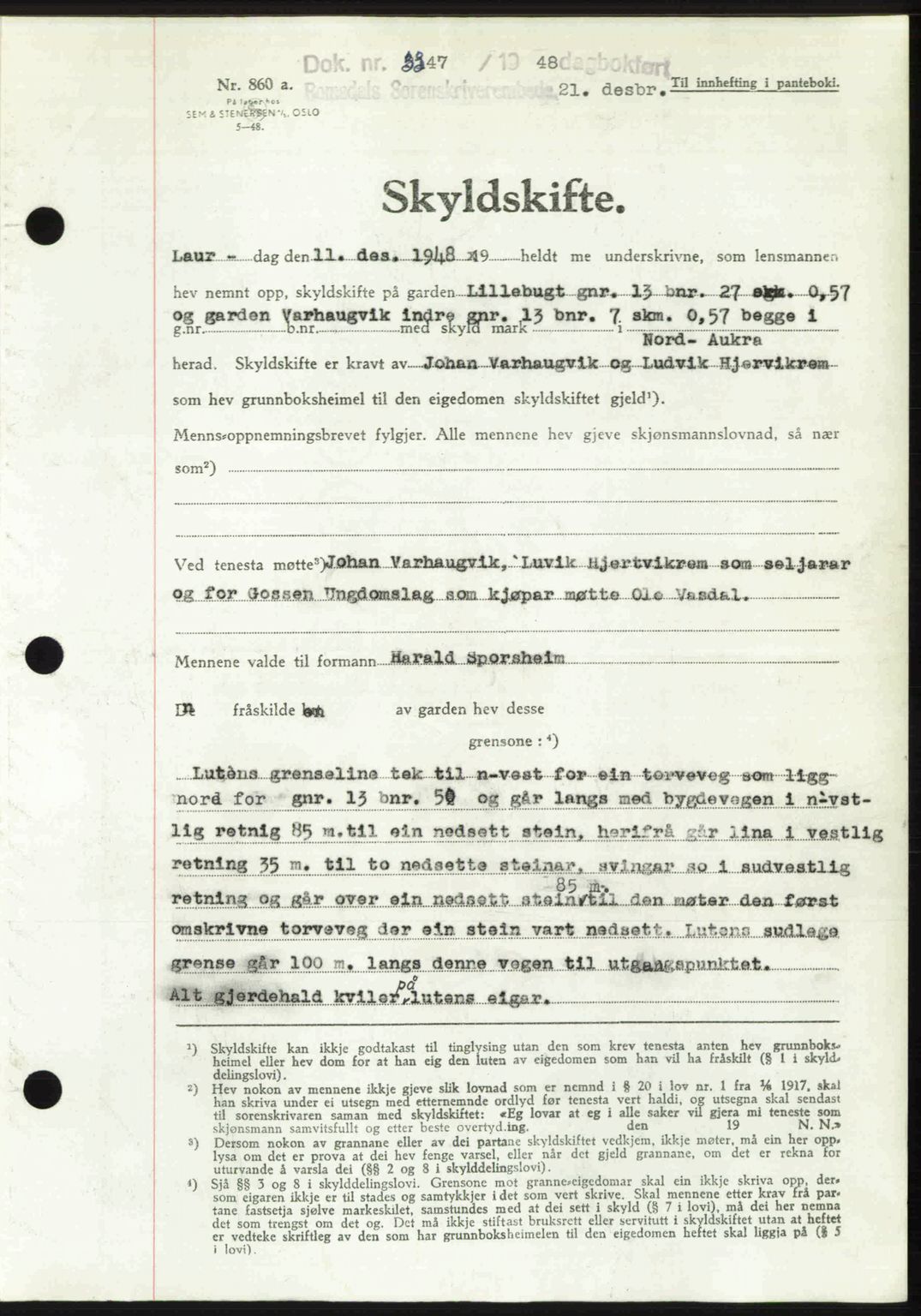 Romsdal sorenskriveri, AV/SAT-A-4149/1/2/2C: Mortgage book no. A28, 1948-1949, Diary no: : 3347/1948