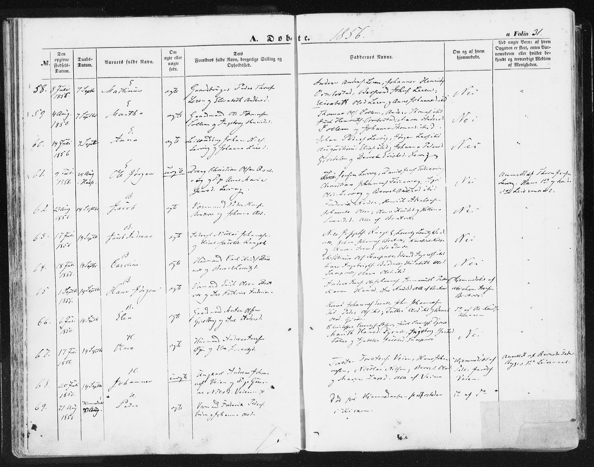 Ministerialprotokoller, klokkerbøker og fødselsregistre - Møre og Romsdal, AV/SAT-A-1454/581/L0937: Parish register (official) no. 581A05, 1853-1872, p. 31