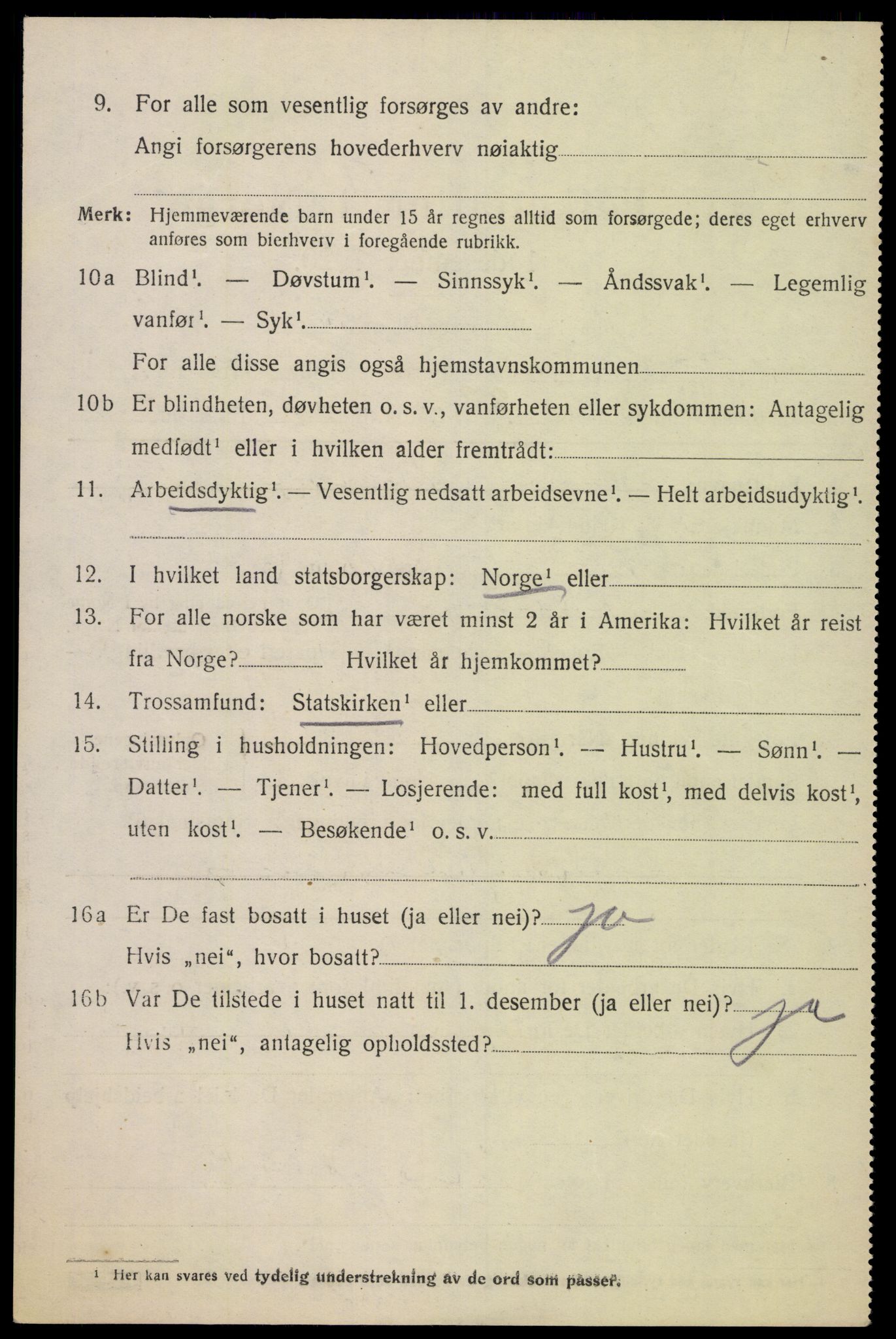 SAK, 1920 census for Oddernes, 1920, p. 10470